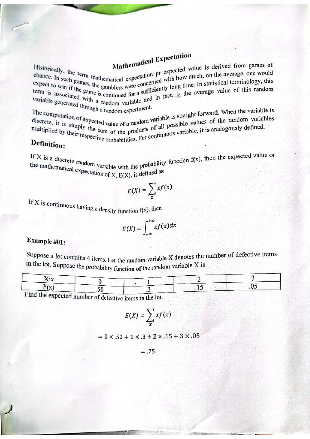 Lecture 2: Understanding Mathematical Expectation and Random Variables ...