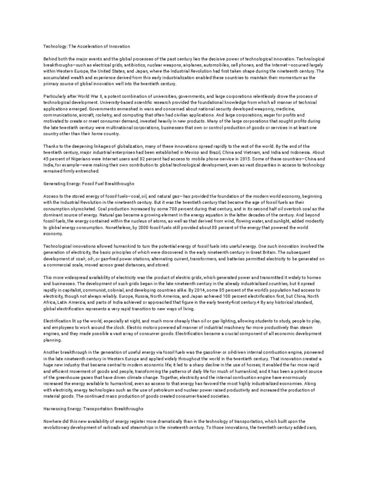 Fossil Fuel Innovations and Their Impact on Global Energy Systems ...