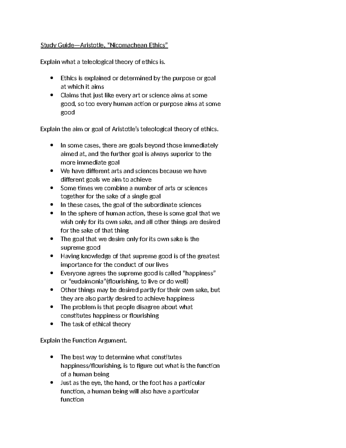 Teleological Ethics Aristotle