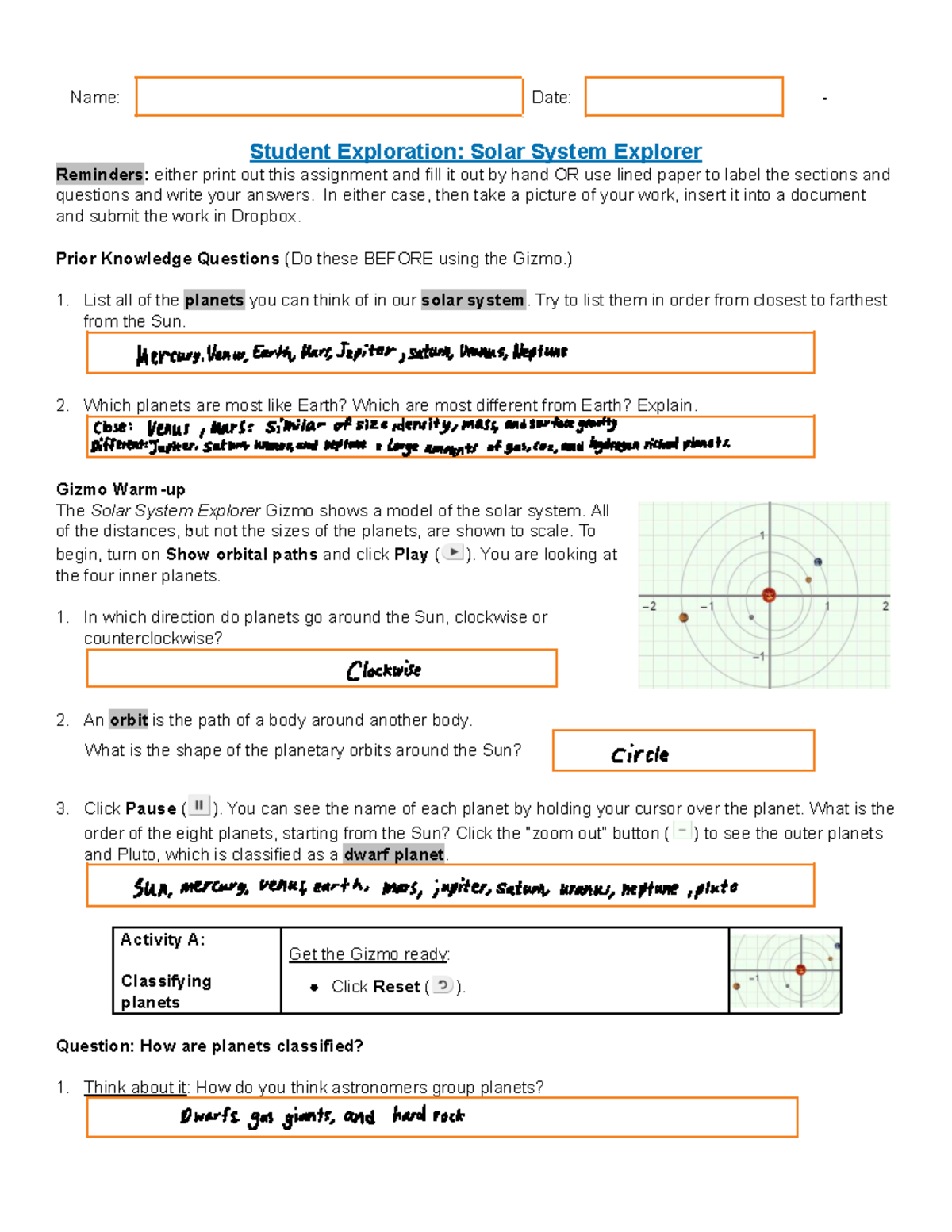 U2A1 Solar system explorer assignment and data analysis - Studocu