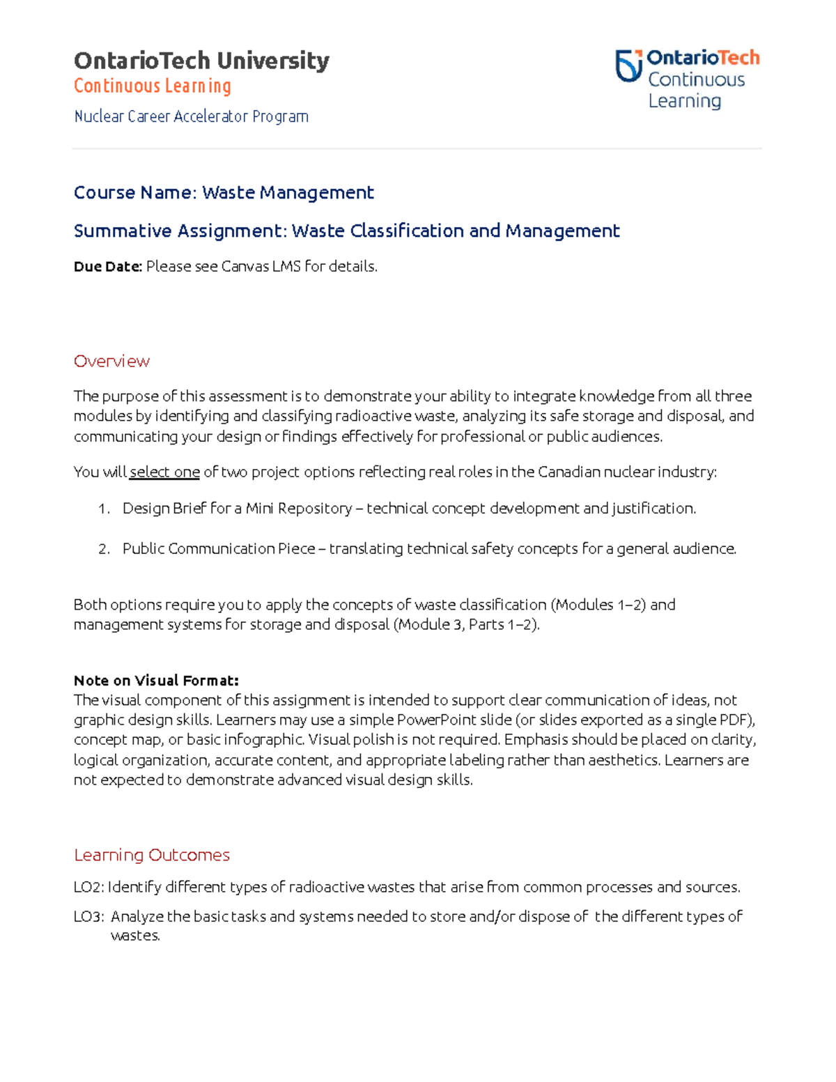 Waste Management - Summative Assignment (Nuclear Career Accelerator ...