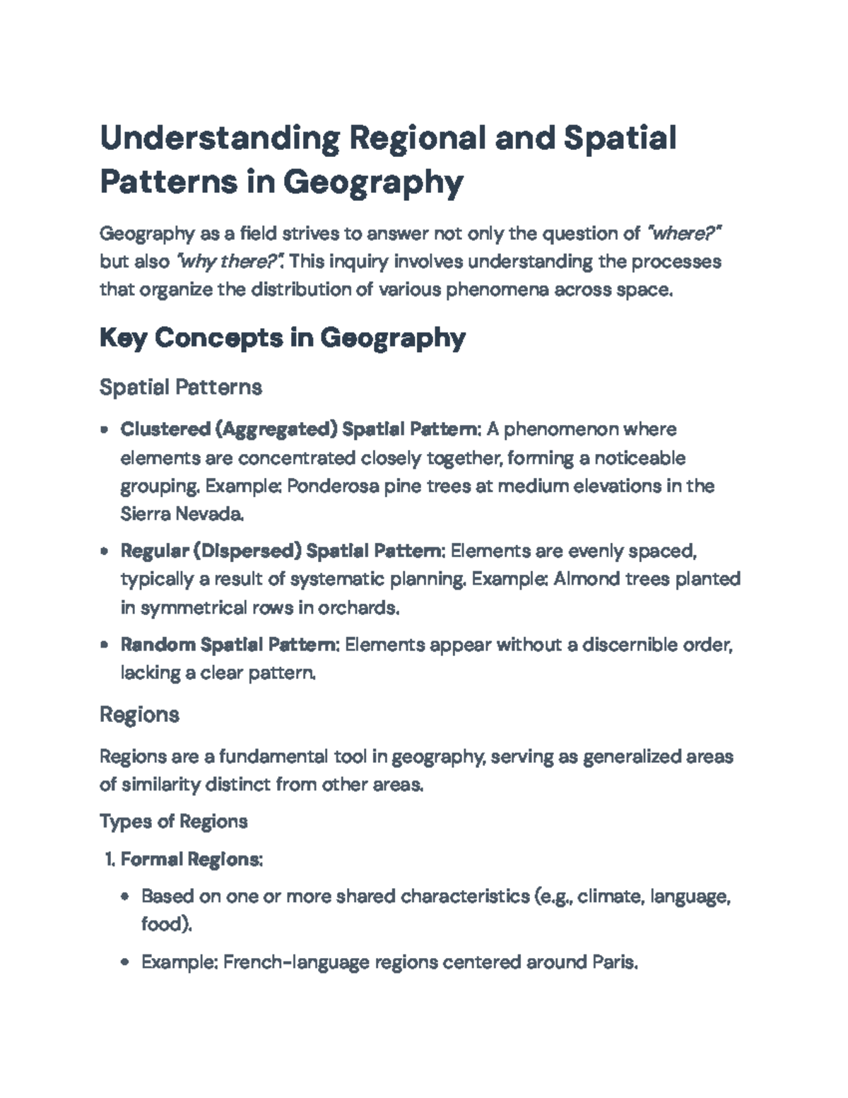 Geography 101: Spatial Patterns & Regional Analysis Concepts - Studocu