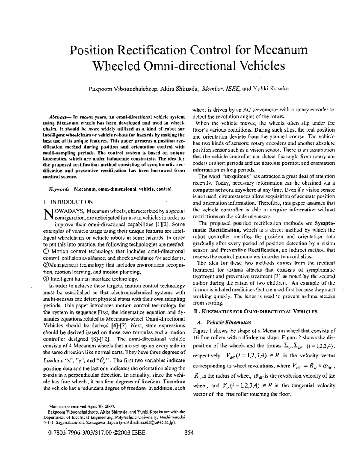 7-Position Rectification Control for Mecanum Wheeled Vehicles - Studocu