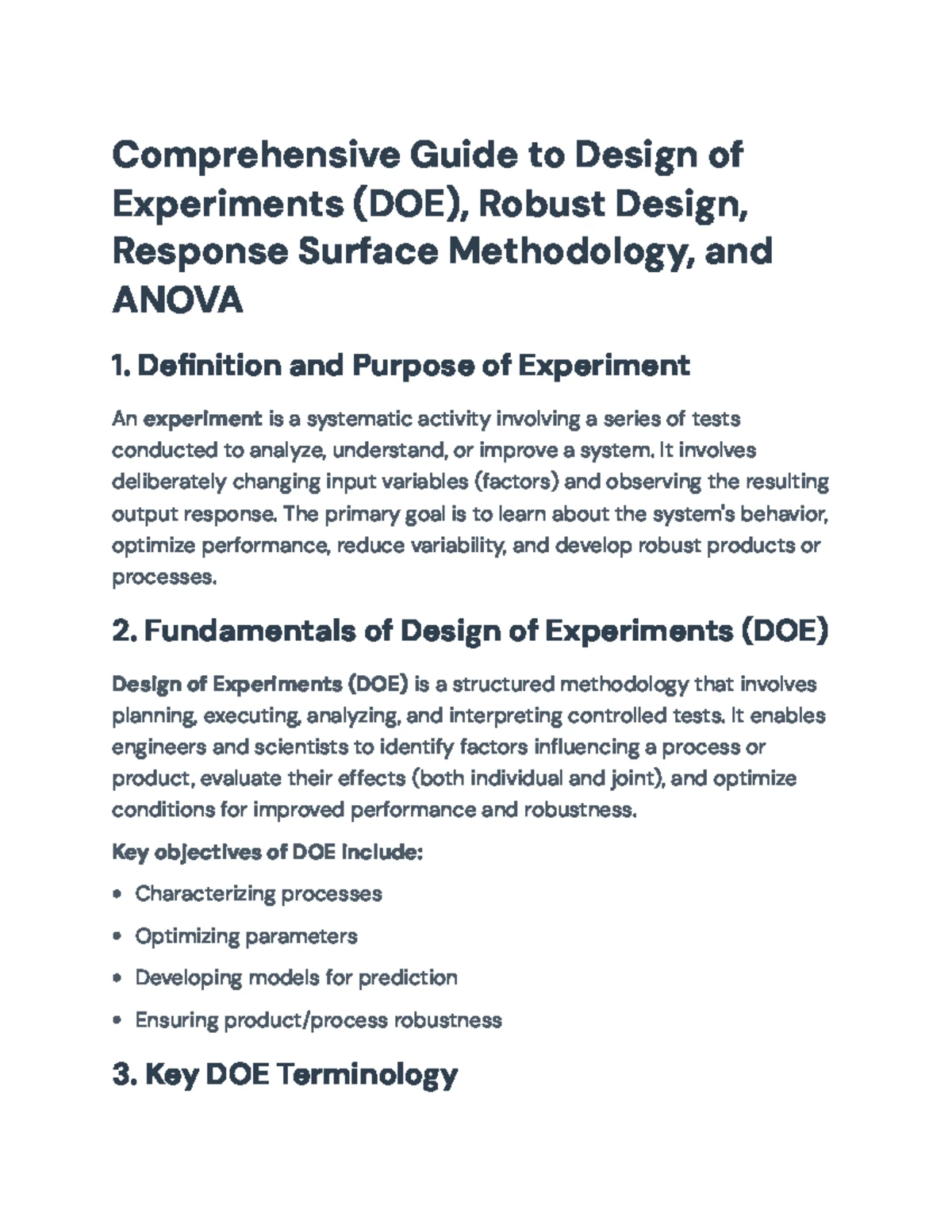 Design of Experiments (DOE) - Course Notes (18MEO113T) - Studocu