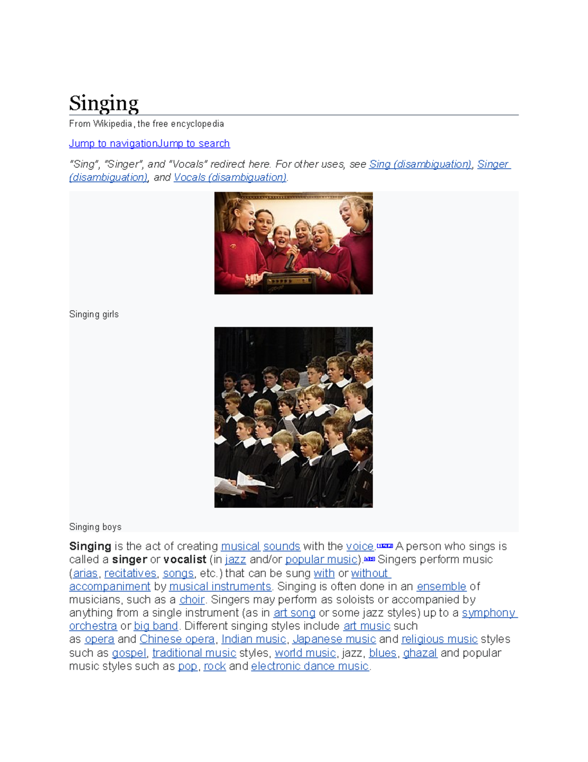 Singing Techniques and Voice Classification - Music Studies MA101 - Studocu