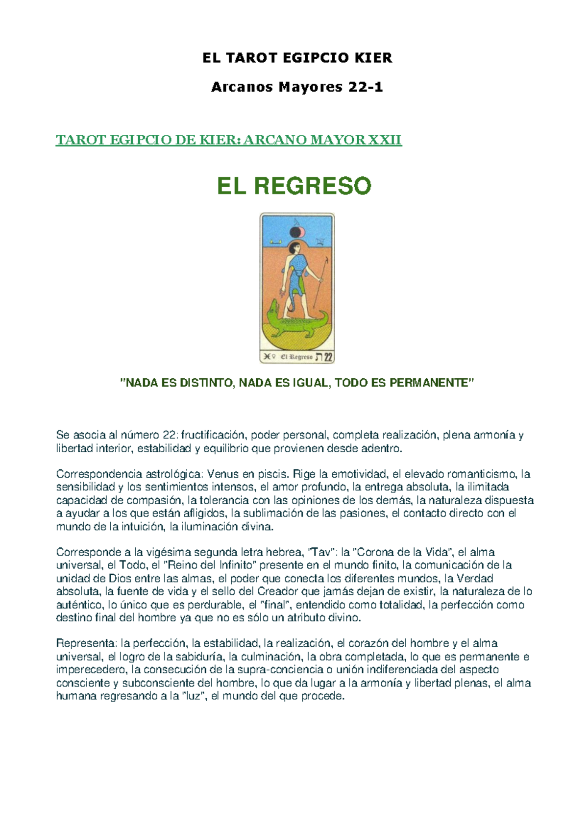 El tarot egipcio kier completo - EL TAROT EGIPCIO KIER Arcanos Mayores ...