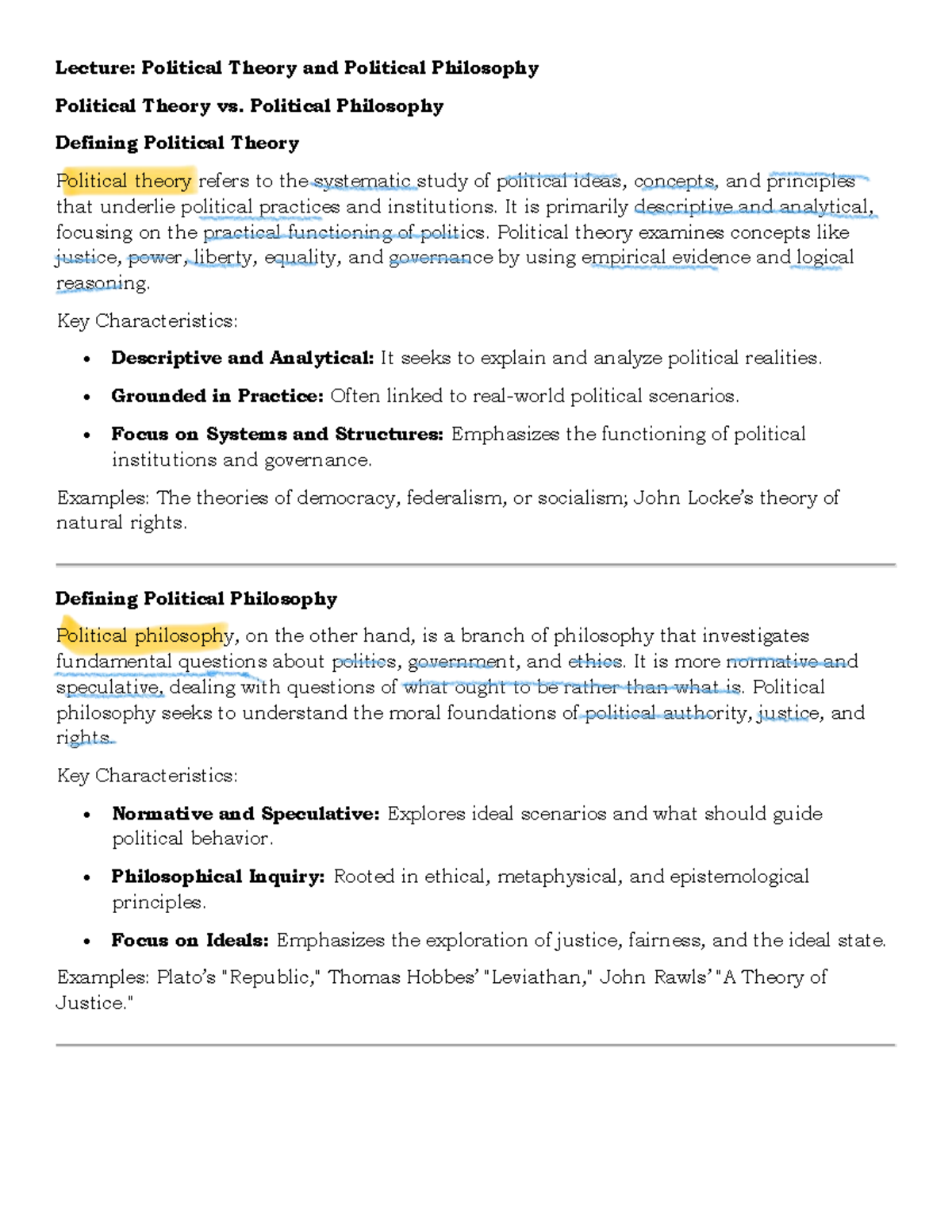 Lecture PT and PP - Bones - Lecture: Political Theory and Political Philosophy Political Theory ...