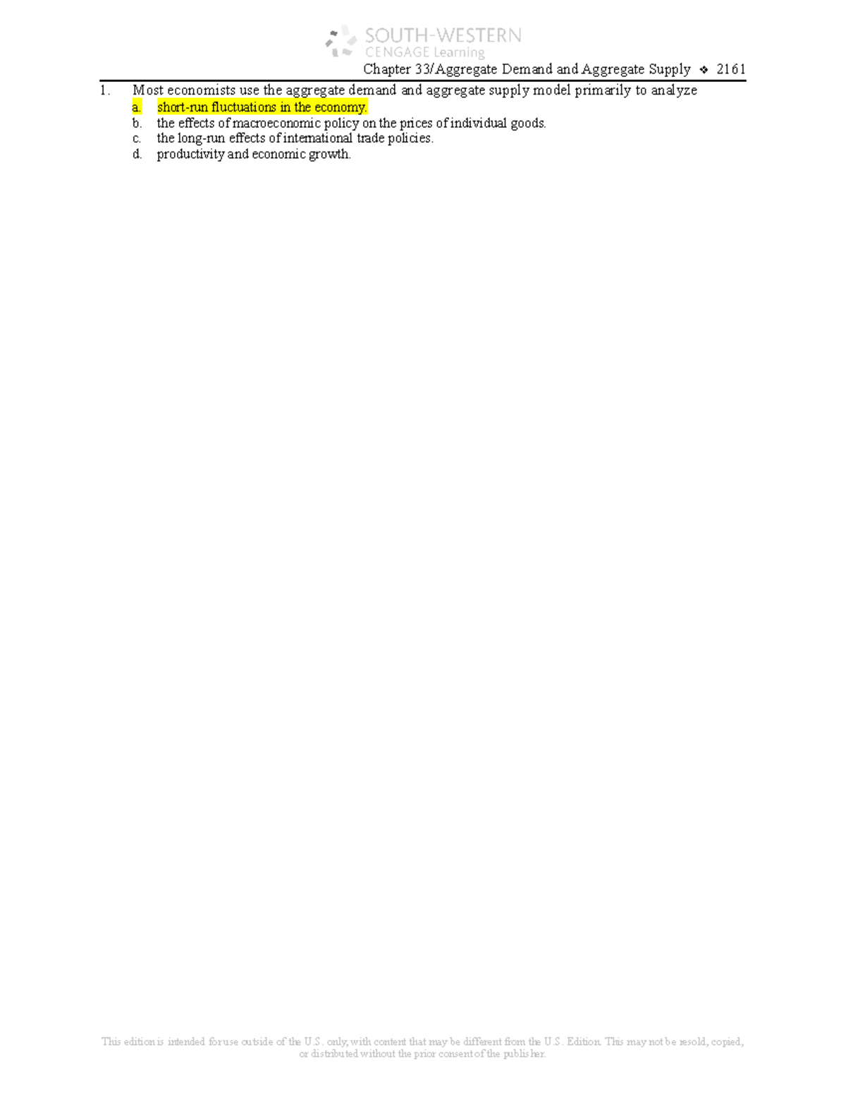 Chap 33 practice review - 1. Chapter Demand and Aggregate Supply 2161 ...