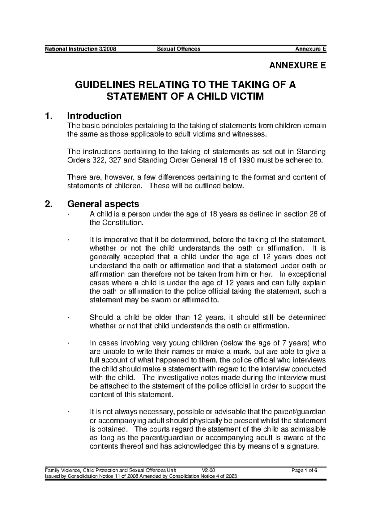 Guidelines for Taking Statements from Child Victims (NI 0308) - Studocu