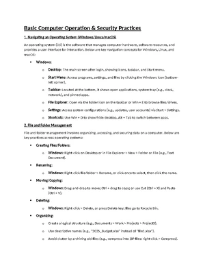 Basic Computer Operation & Security Practices: OS Navigation Guide ...