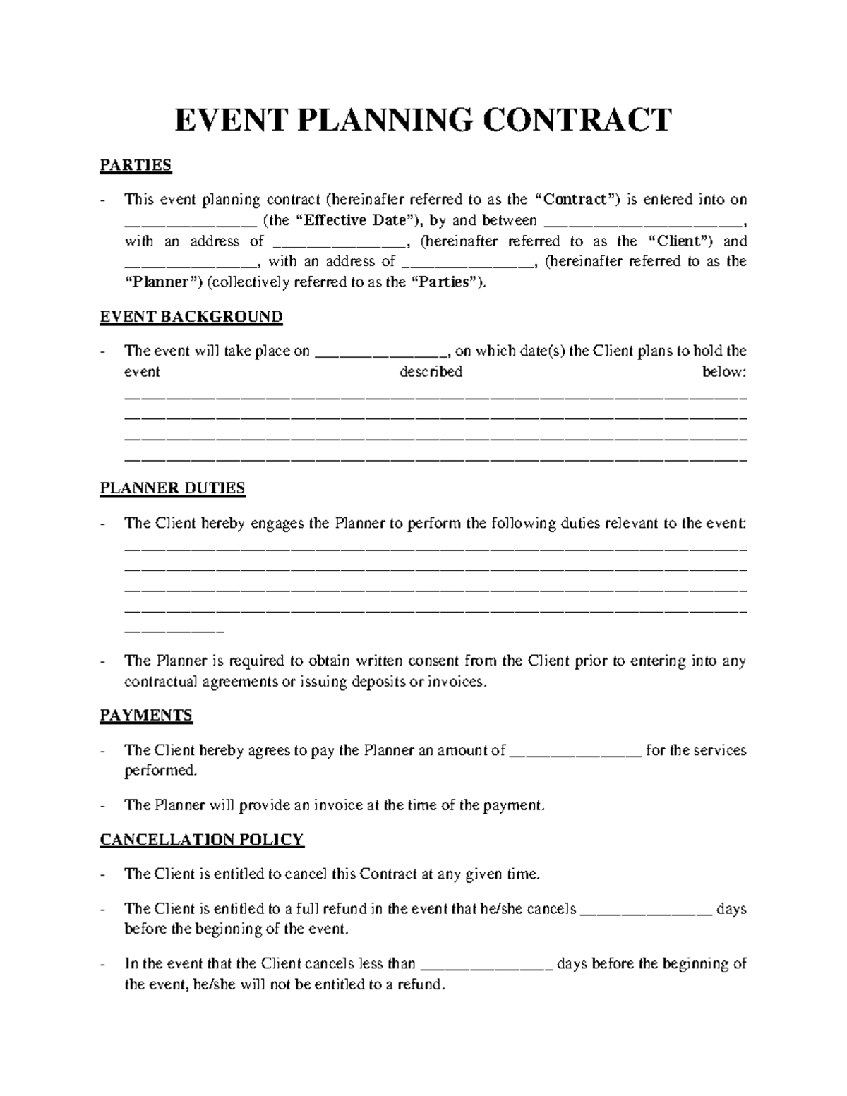 Event Planning Contract Template Signaturely - EVENT PLANNING CONTRACT ...