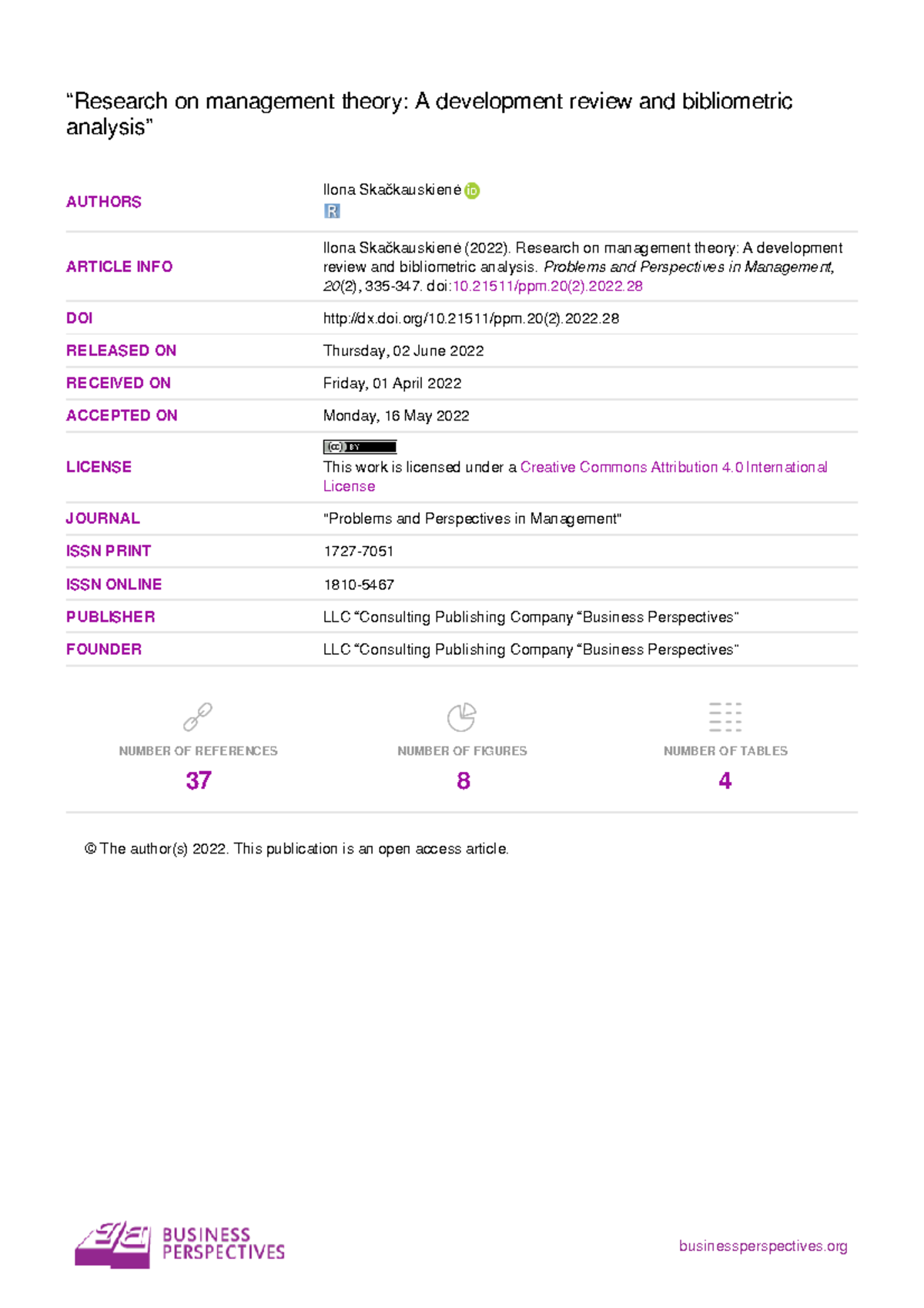 PPM 2022 02 Management Theory Development Review and Bibliometric ...