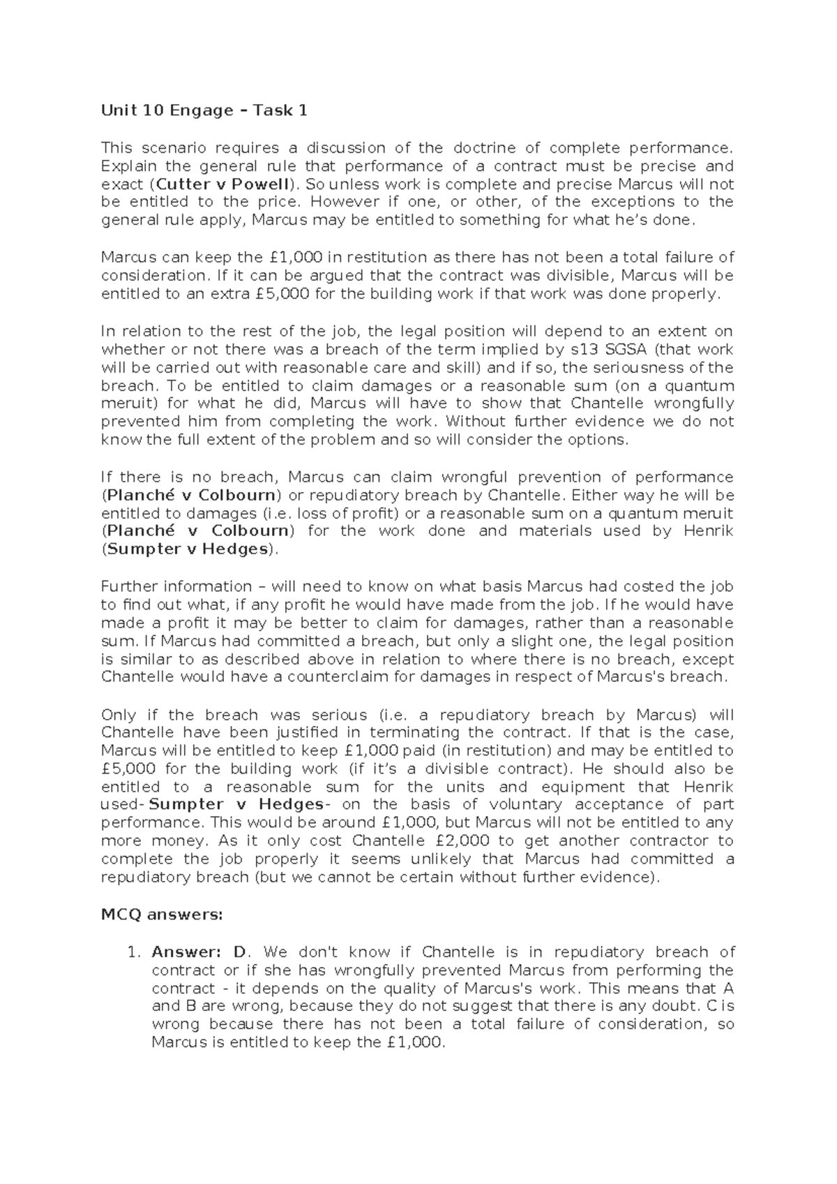 Unit 10 Engage - Task 1 - Lecture Notes on Complete Performance ...