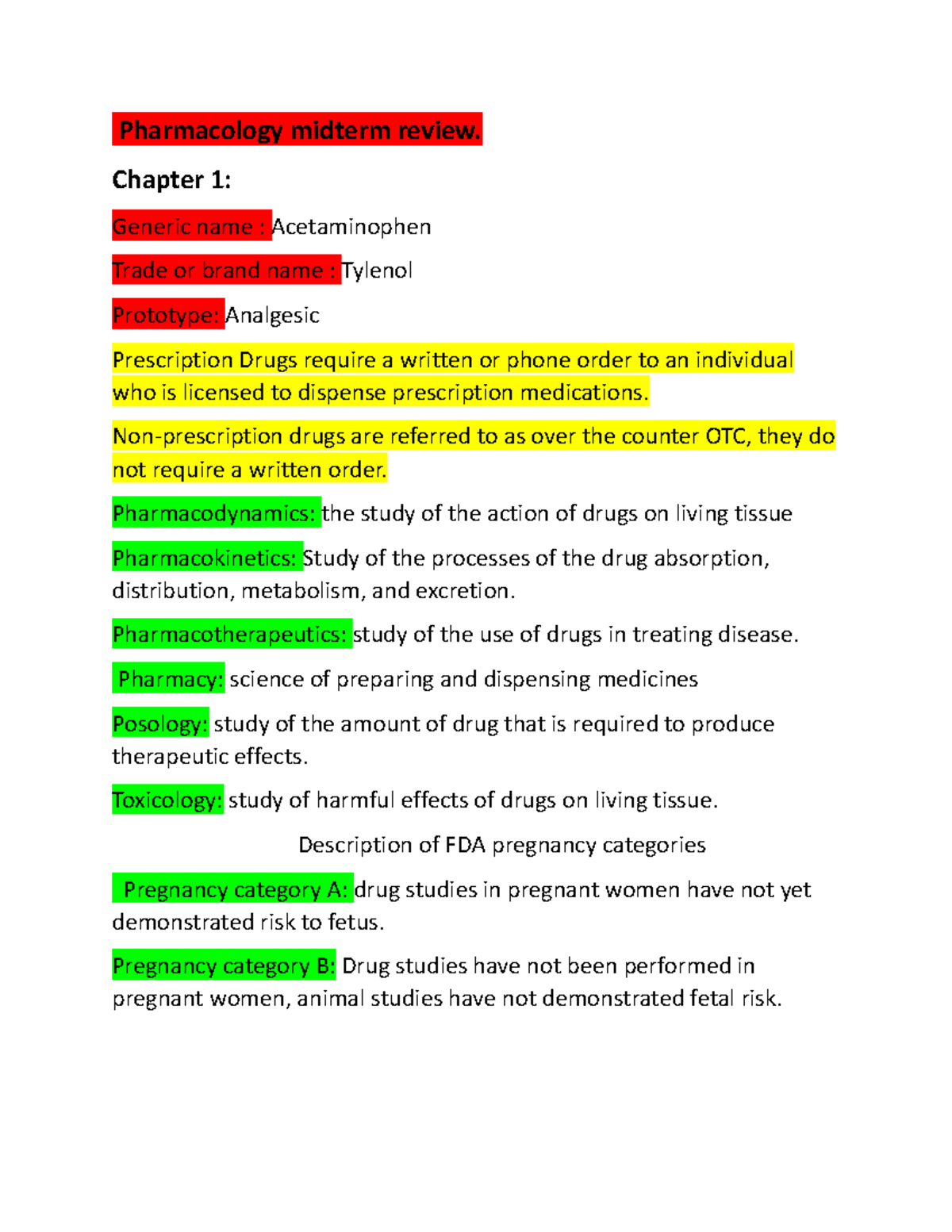 Pharm 101 Midterm Exam Review: Key Concepts in Pharmacology - Studocu
