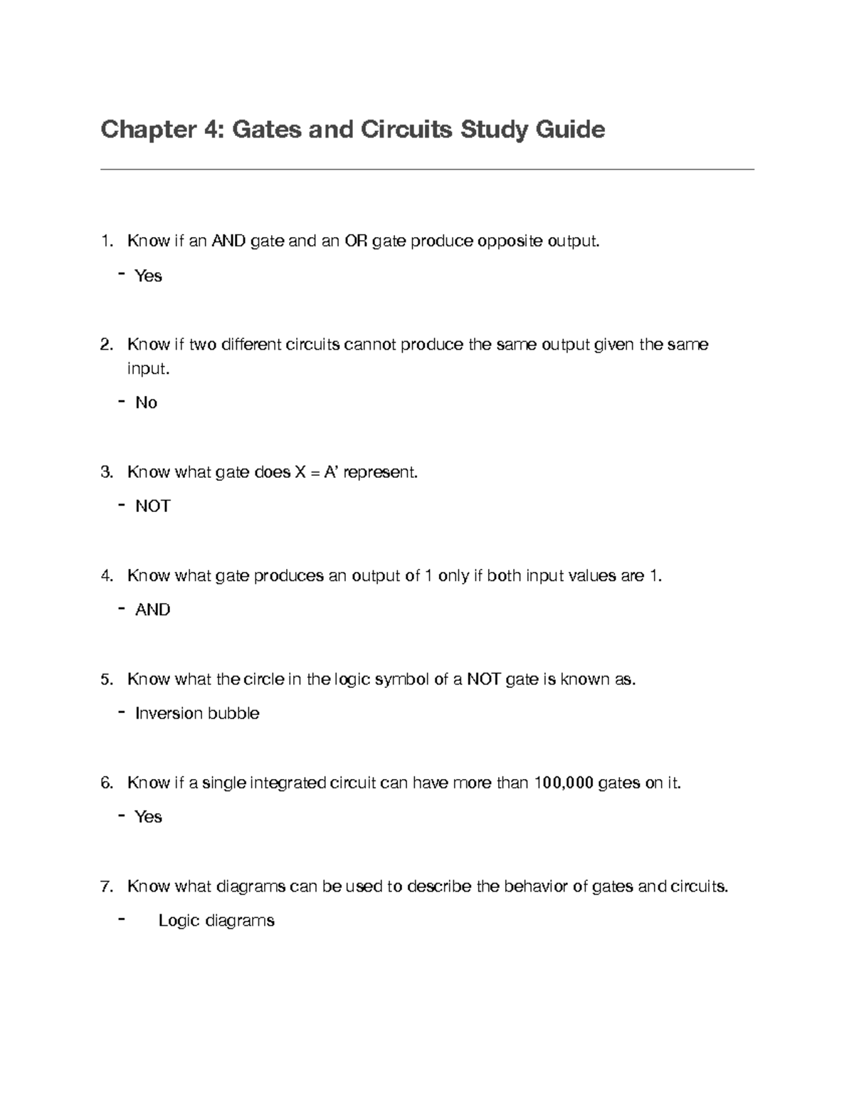 Chapter 4 - Gates and Circuits Study Guide with Answers (2023) - Studocu