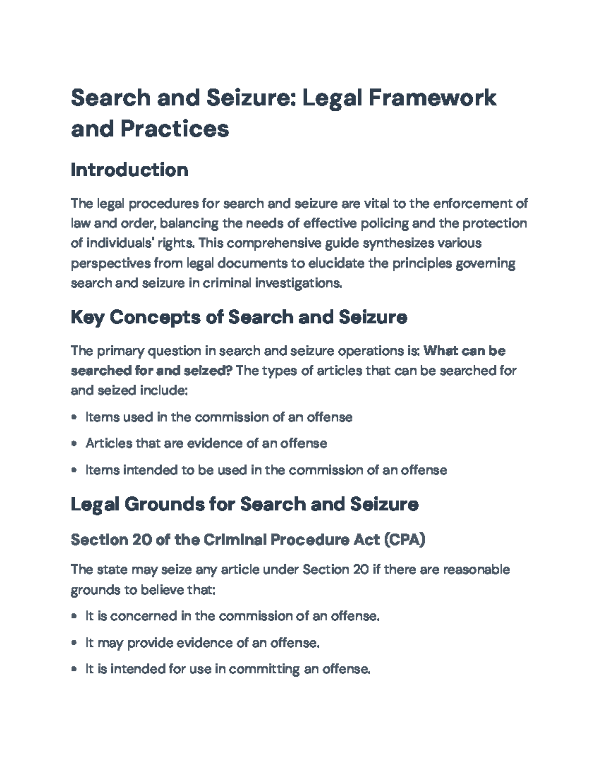 Search and Seizure: Legal Framework and Practice Overview - Search and ...