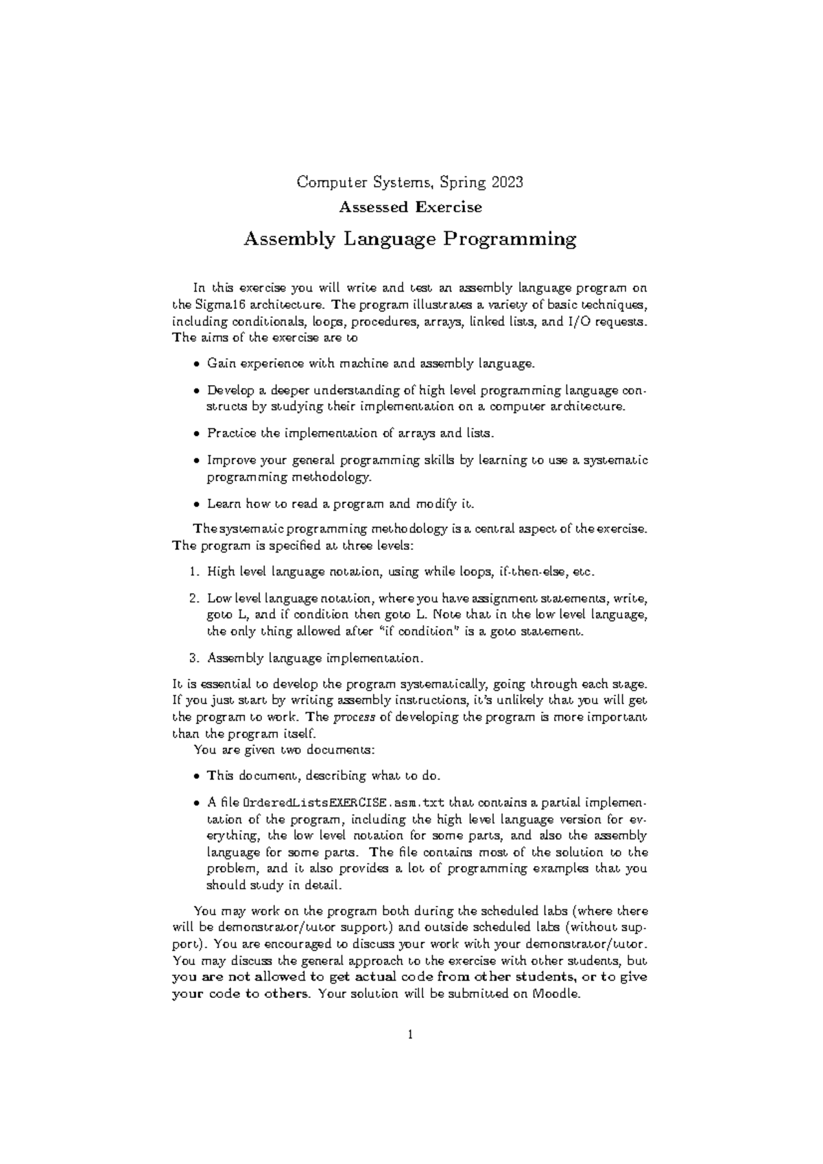 CS 22-23 Assessed Exercise(2)(1) - Computer Systems, Spring 2023 ...