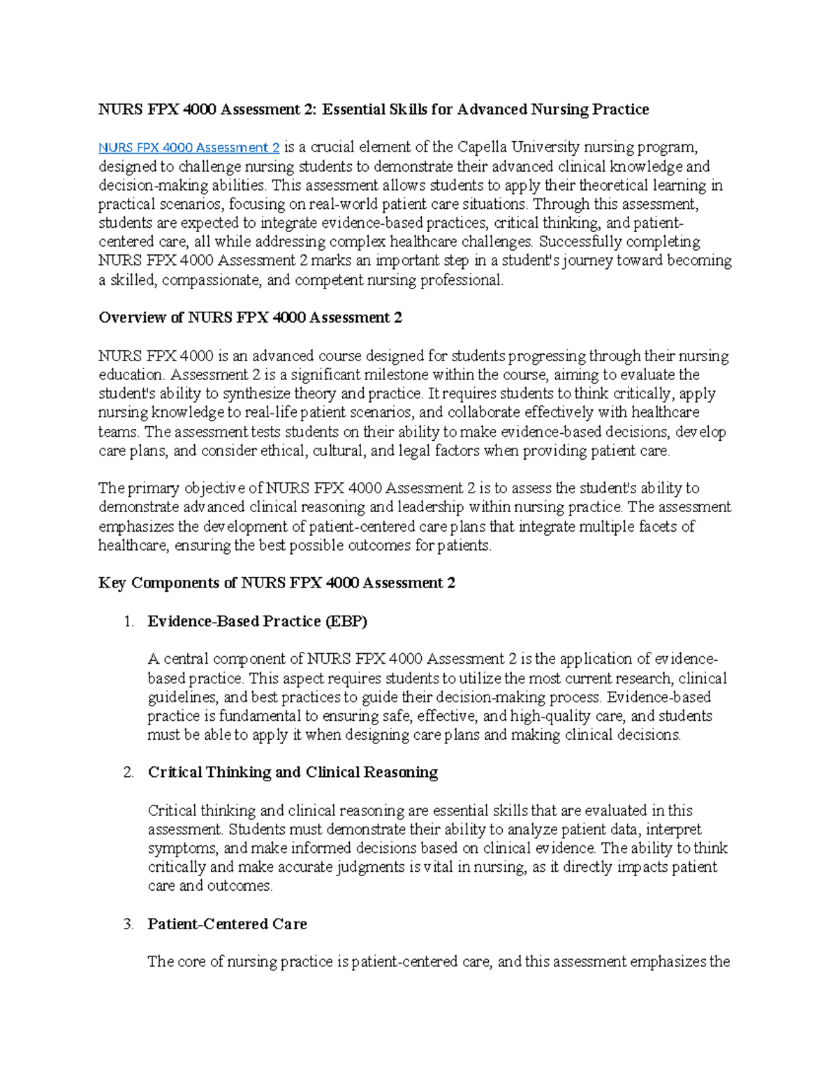 20 A Guide to NURS FPX 4030 Assessment 4 - NURS FPX 4000 Assessment 2 ...
