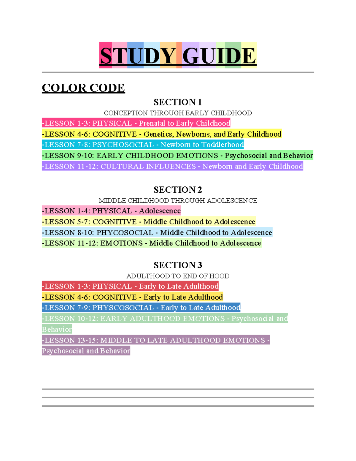 Human Growth and Development Study Guide (PSY 101) - Studocu