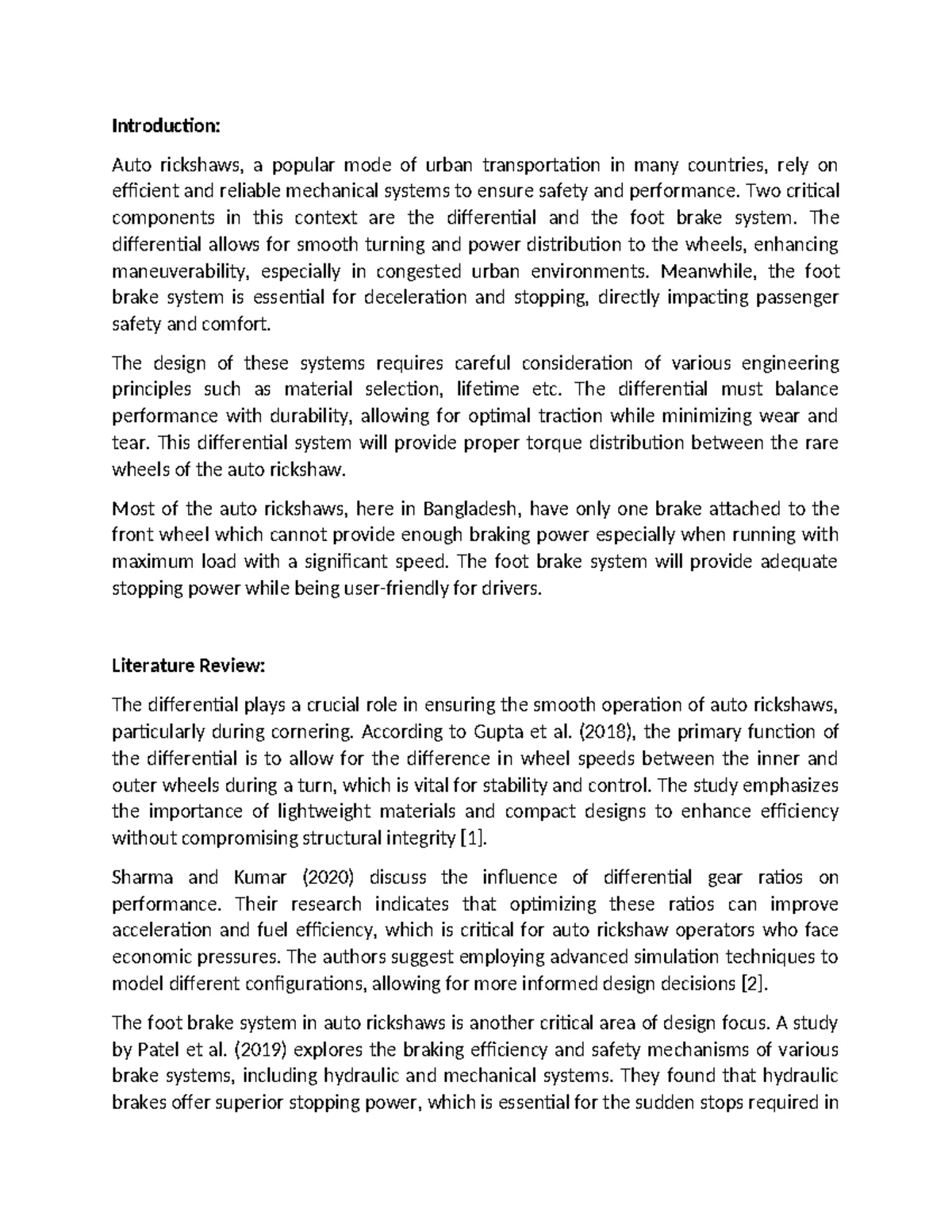 Design Analysis of Differential & Foot Brake System for Auto Rickshaws ...