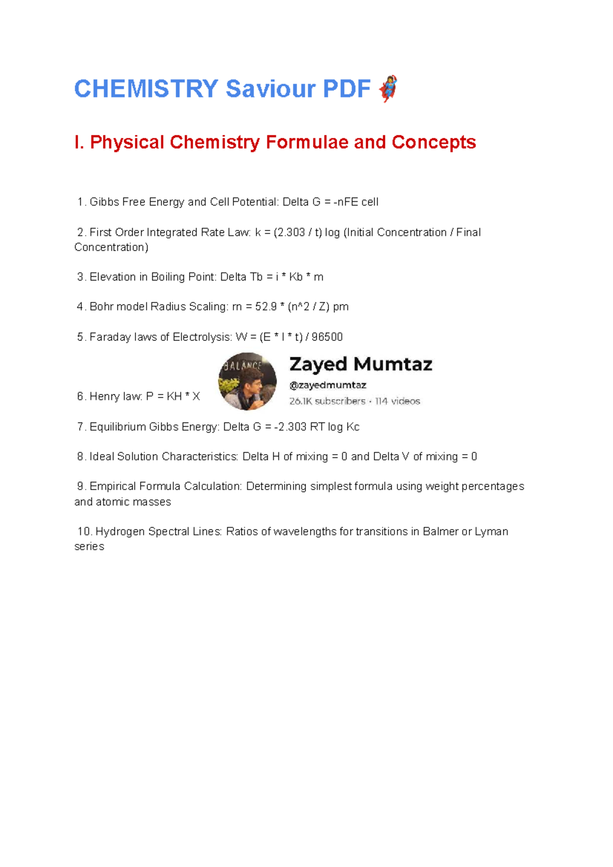CHEM 101 Final Exam Study Guide: Key Concepts & Formulae - Studocu