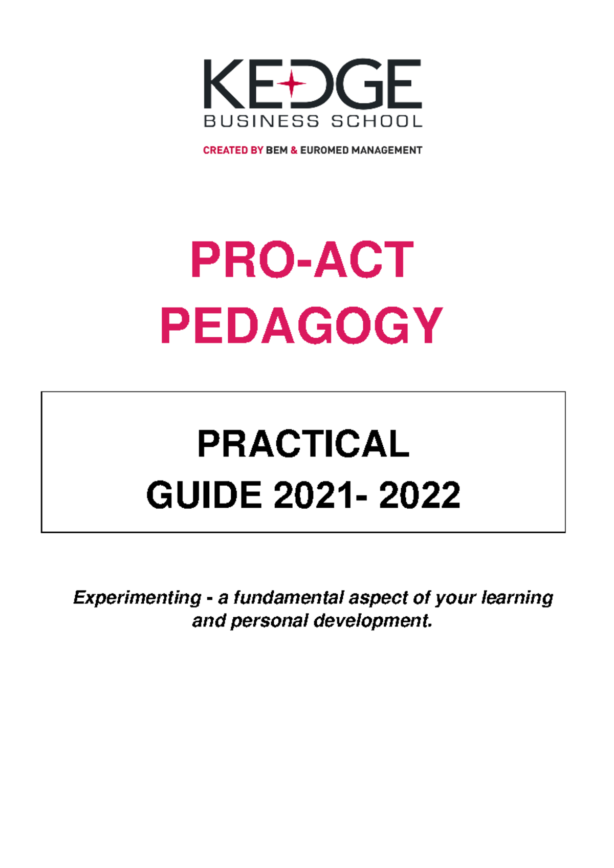 Pro-Act Pedagogical Guidebook - Practical Learning Framework EN - Studocu