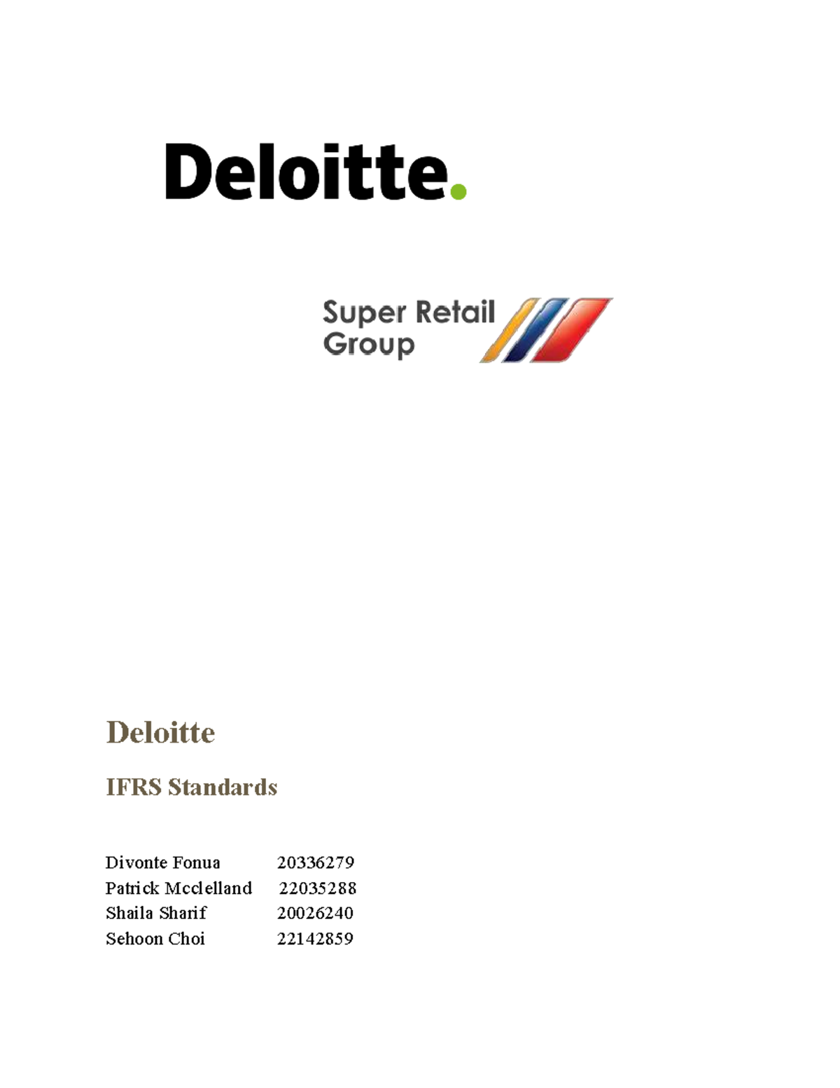Deloitte IFRS Standards Analysis: Super Retail Group (20336279) - Studocu