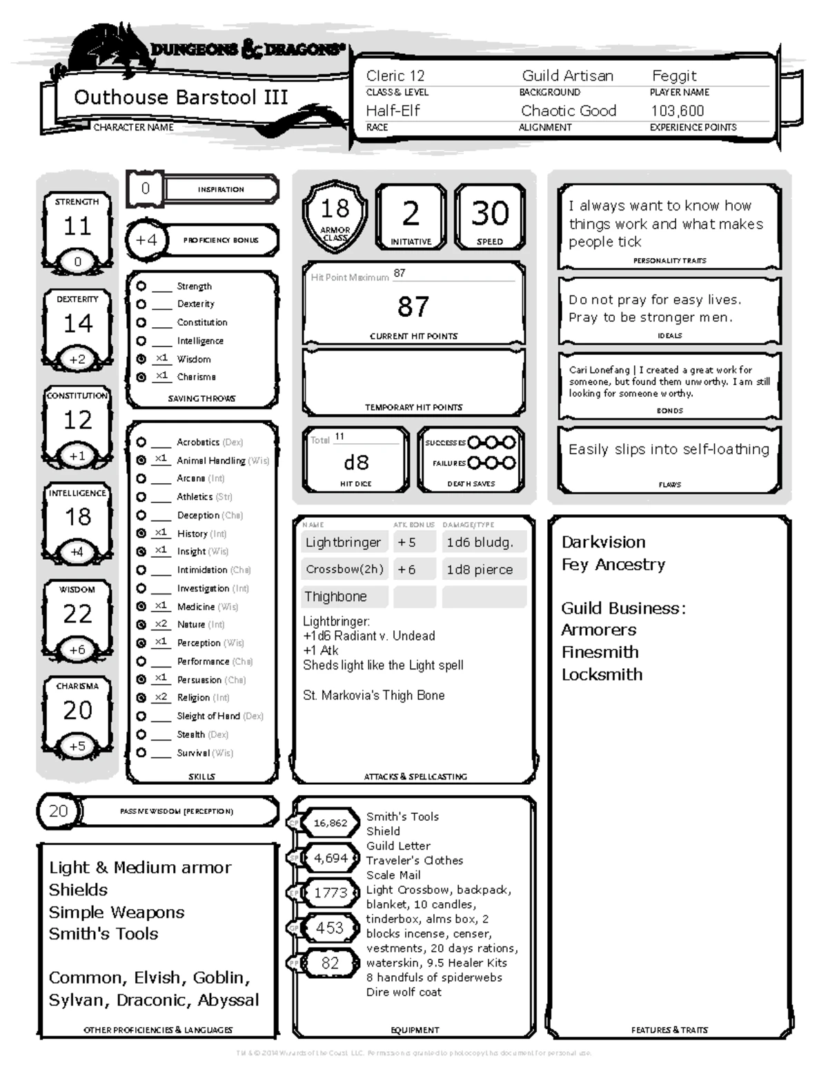 DND Character Sheet: Fillable Template for RPG Players - Studocu