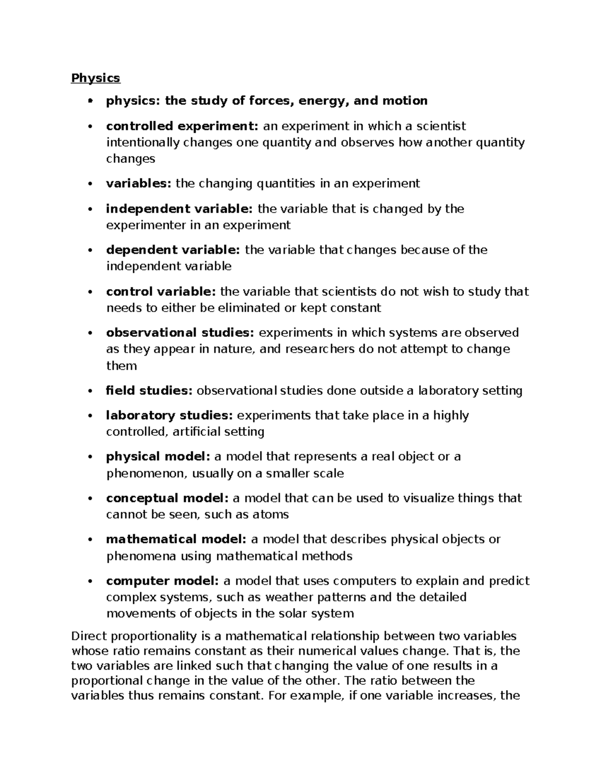 Science Notes: Understanding Forces, Energy, and Motion (PHYS 101 ...