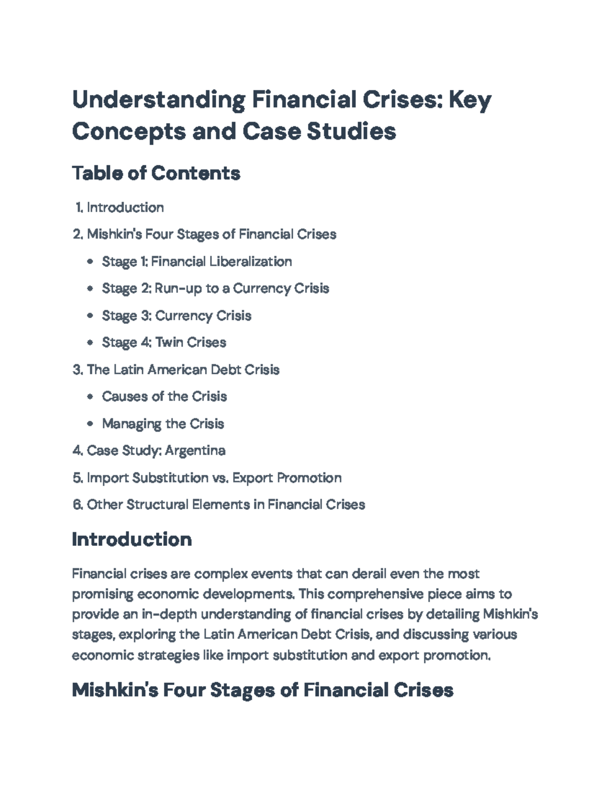 Understanding Financial Crises: Concepts and Case Studies (Course Code ...