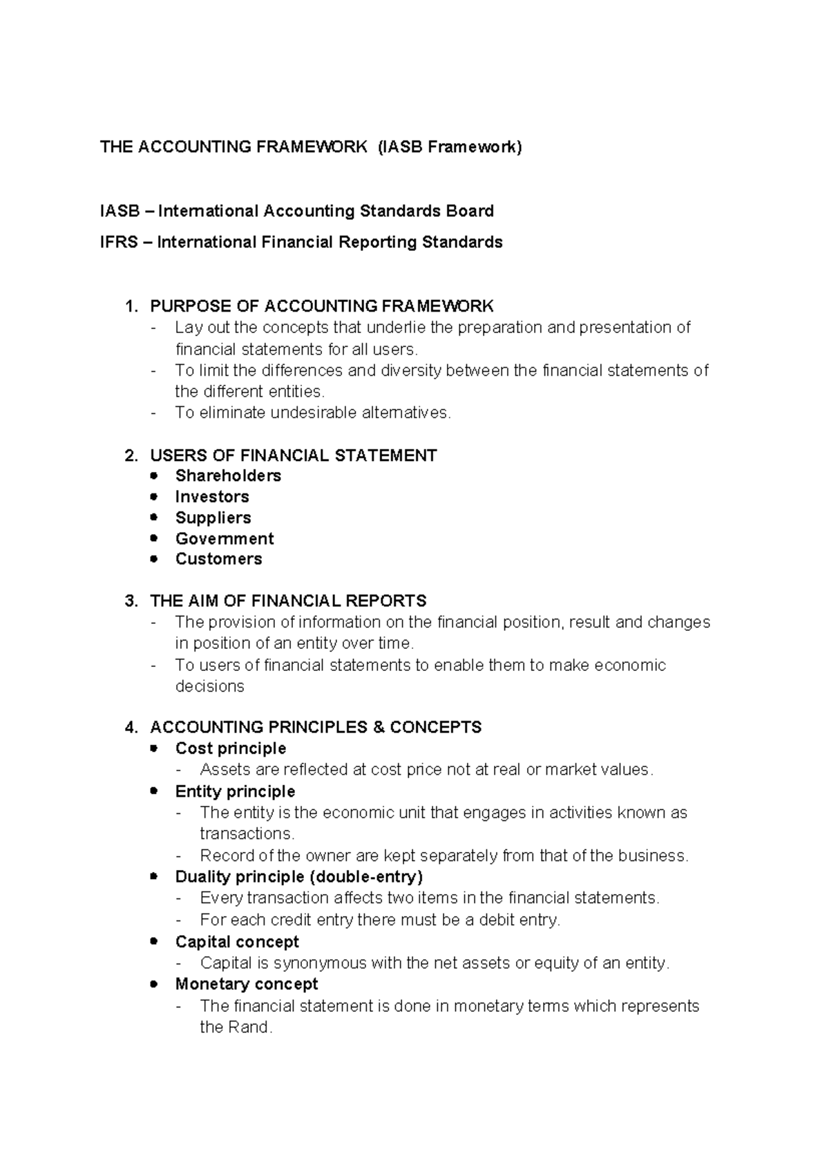 Accounting Framework Overview: IASB & IFRS Principles - Studocu