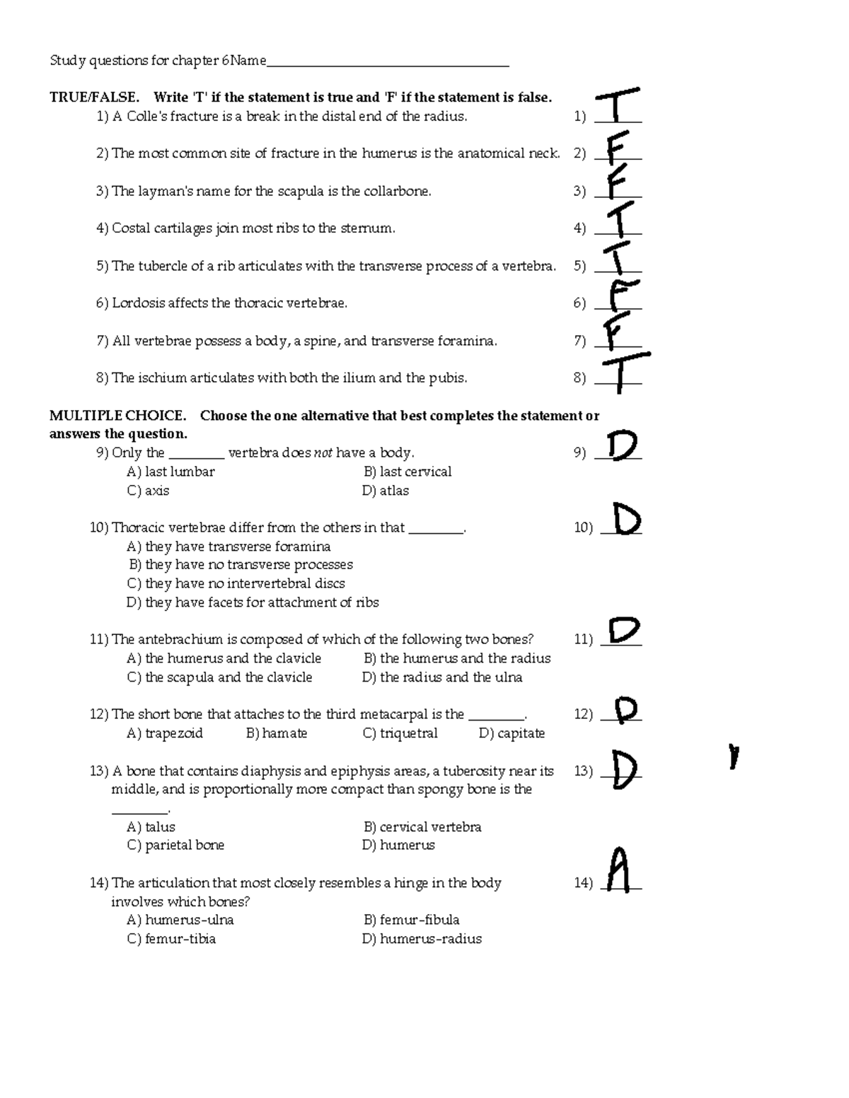Chapter 6 Practice Test - Skeleton (K) Study Questions - Studocu