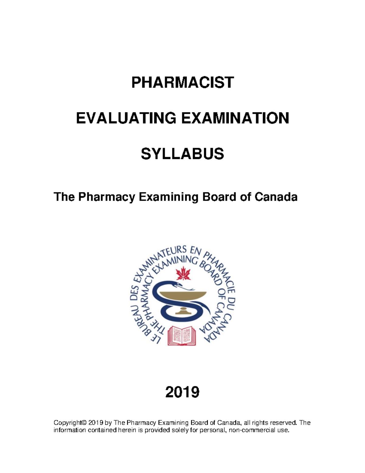 Syllabus for Evaluating Examination - Pharmacy Program (2019) - Studocu