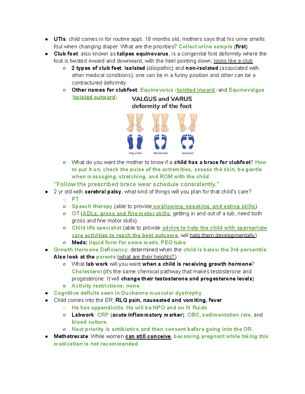 Exam 2 Study Review: Pediatric Nursing Priorities and Conditions - Studocu