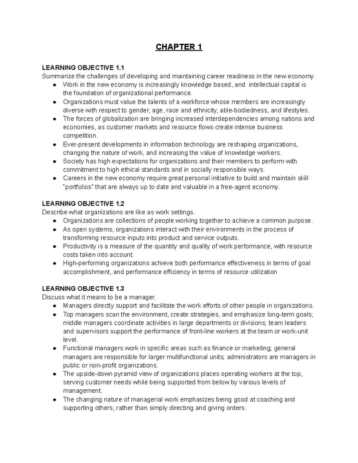 GMS200 notes and materials - CHAPTER 1 LEARNING OBJECTIVE 1. Summarize ...