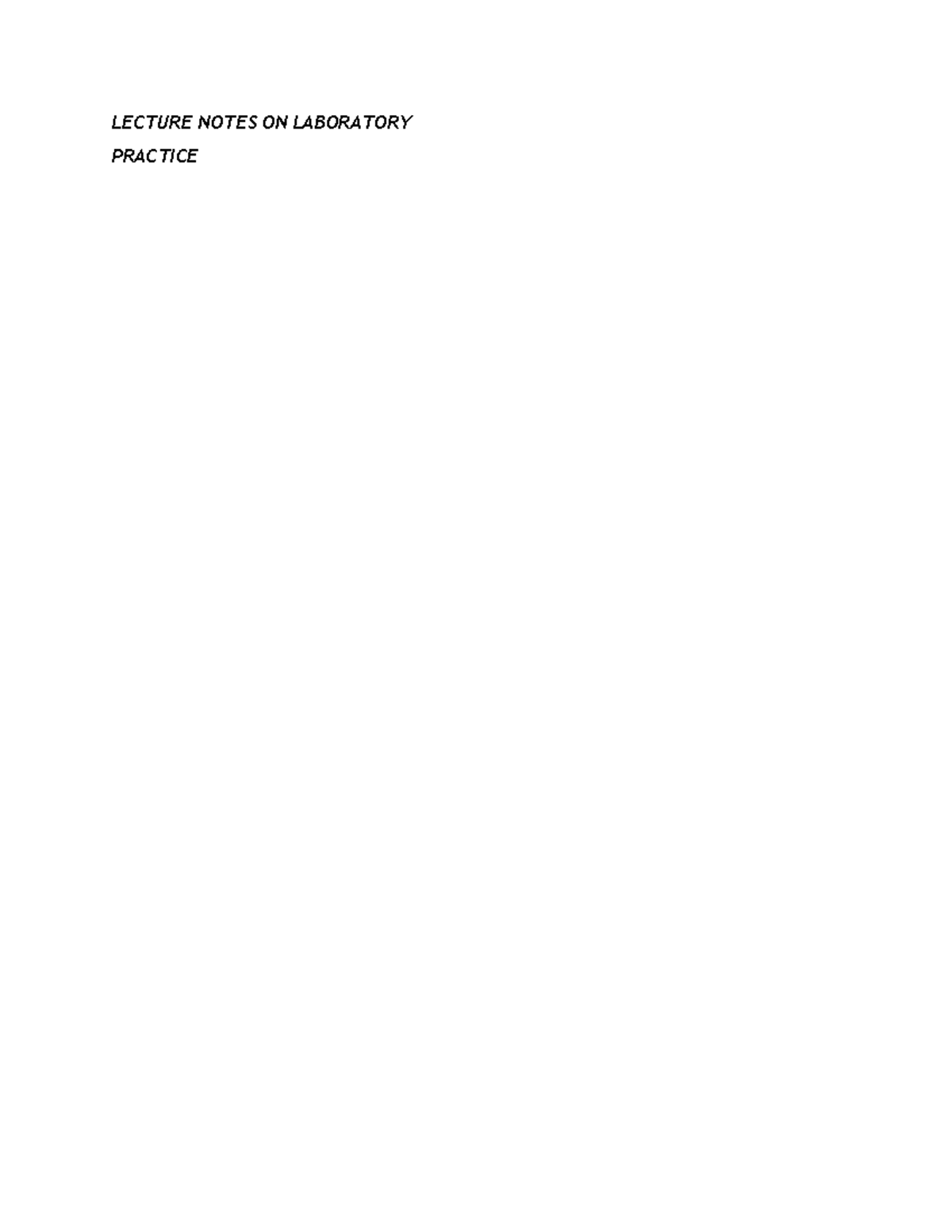 LAB 101: Essential Laboratory Practice Notes and Setup Guidelines - Studocu