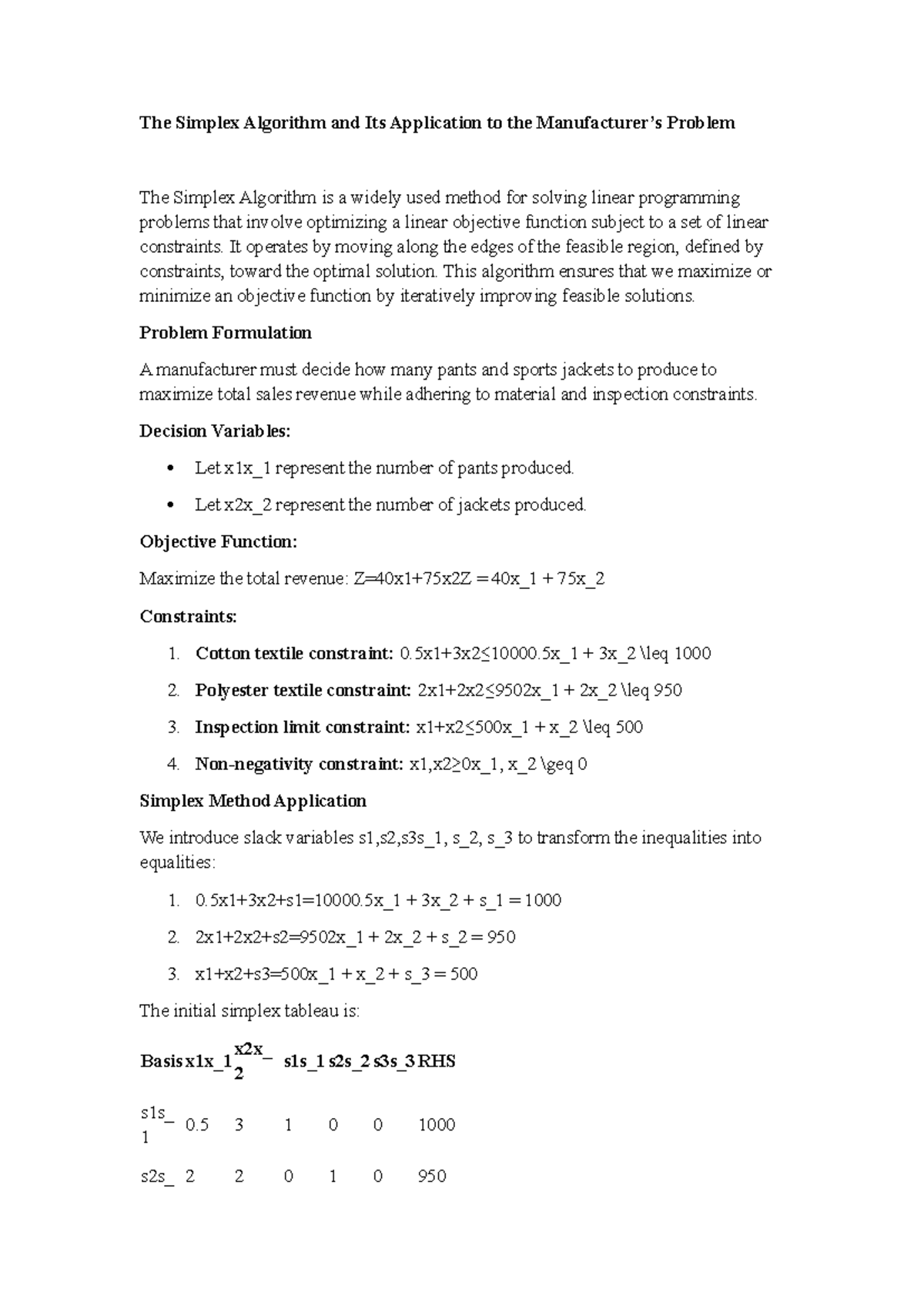 Learning Journal Unit 6 - The Simplex Algorithm and Its Application to ...