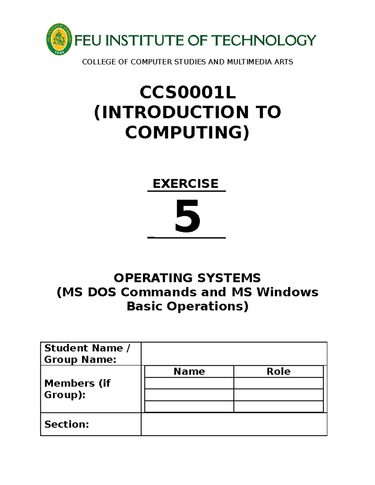 M5 Technical 1 Software Operating System College Of Computer