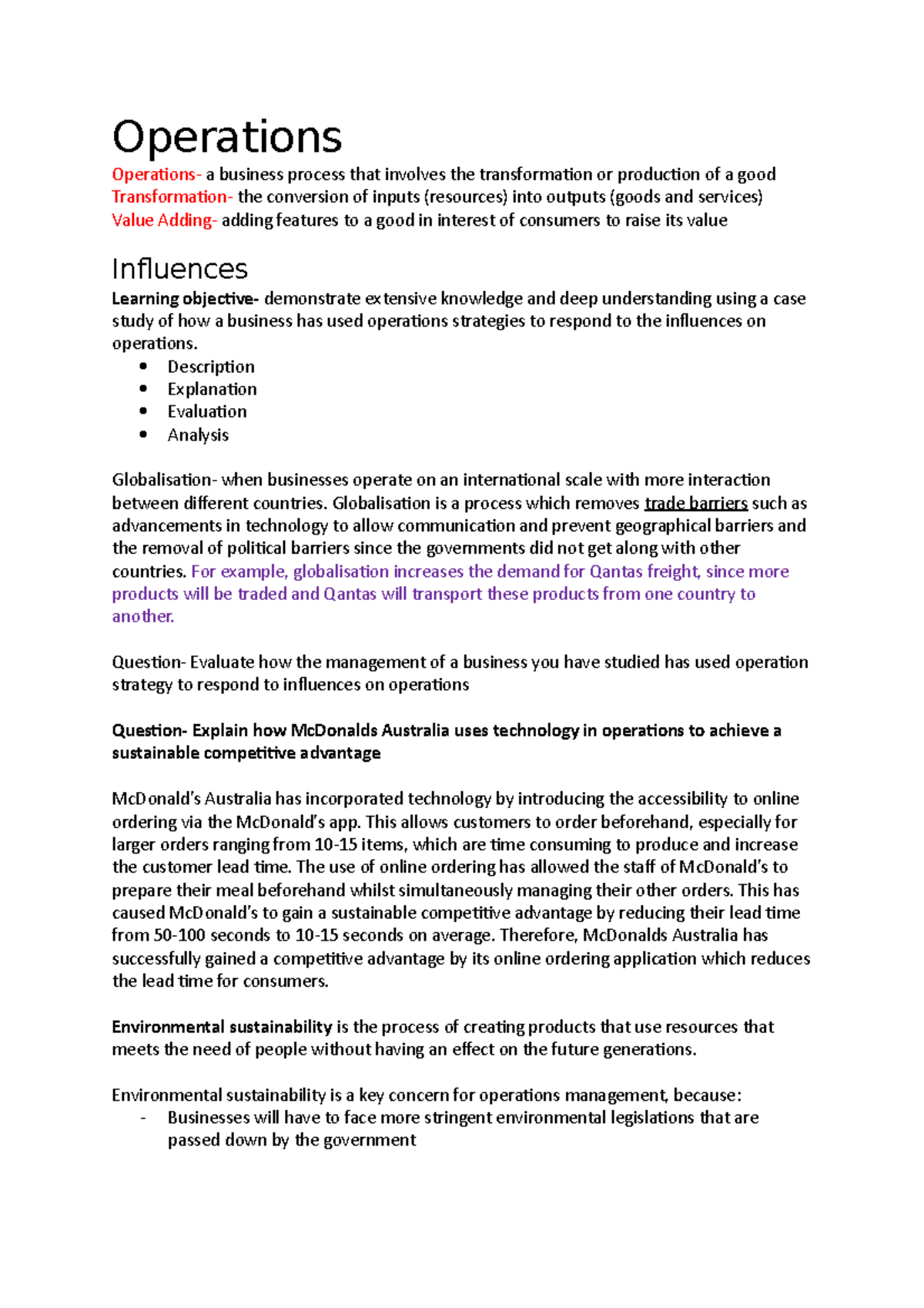 Operations - Description Explanation Evaluation Analysis when ...