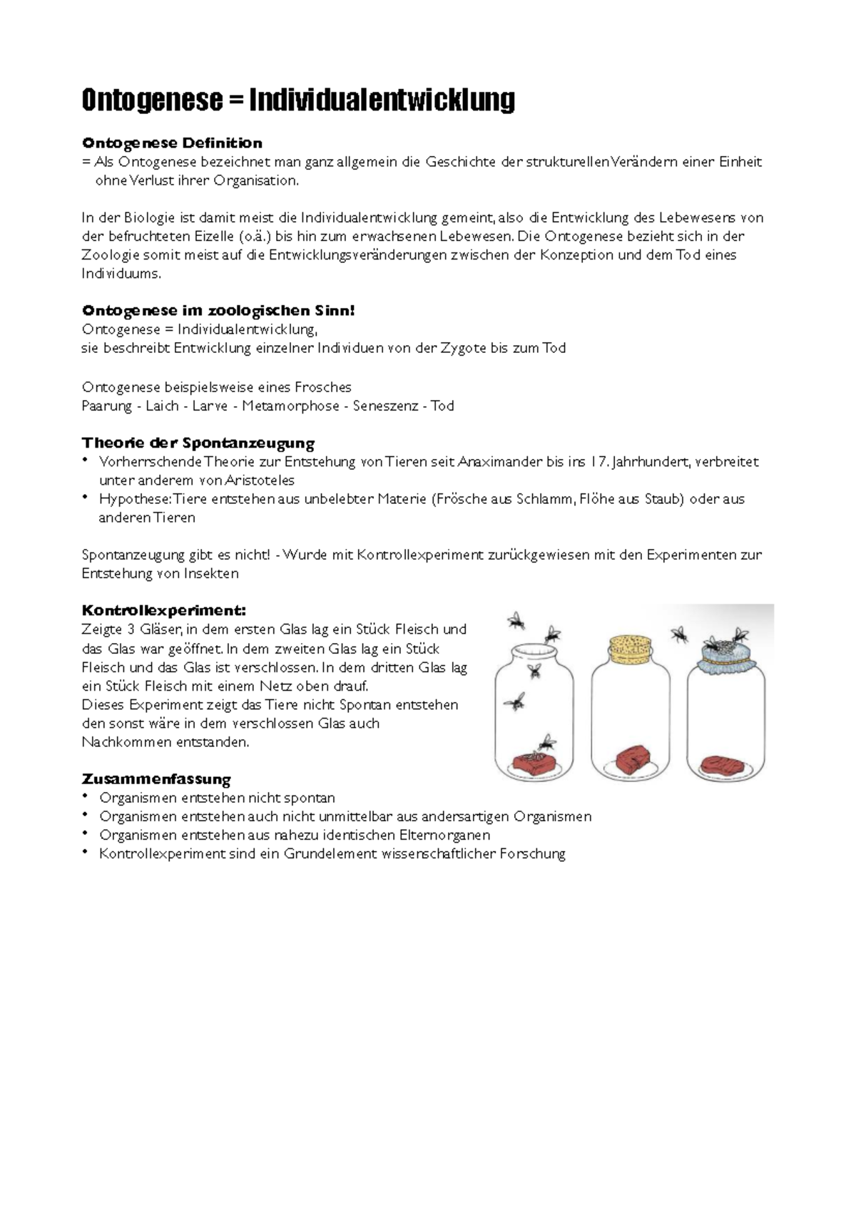 Zoologie: Ontogenese und Individualentwicklung Zusammenfassung - Studocu