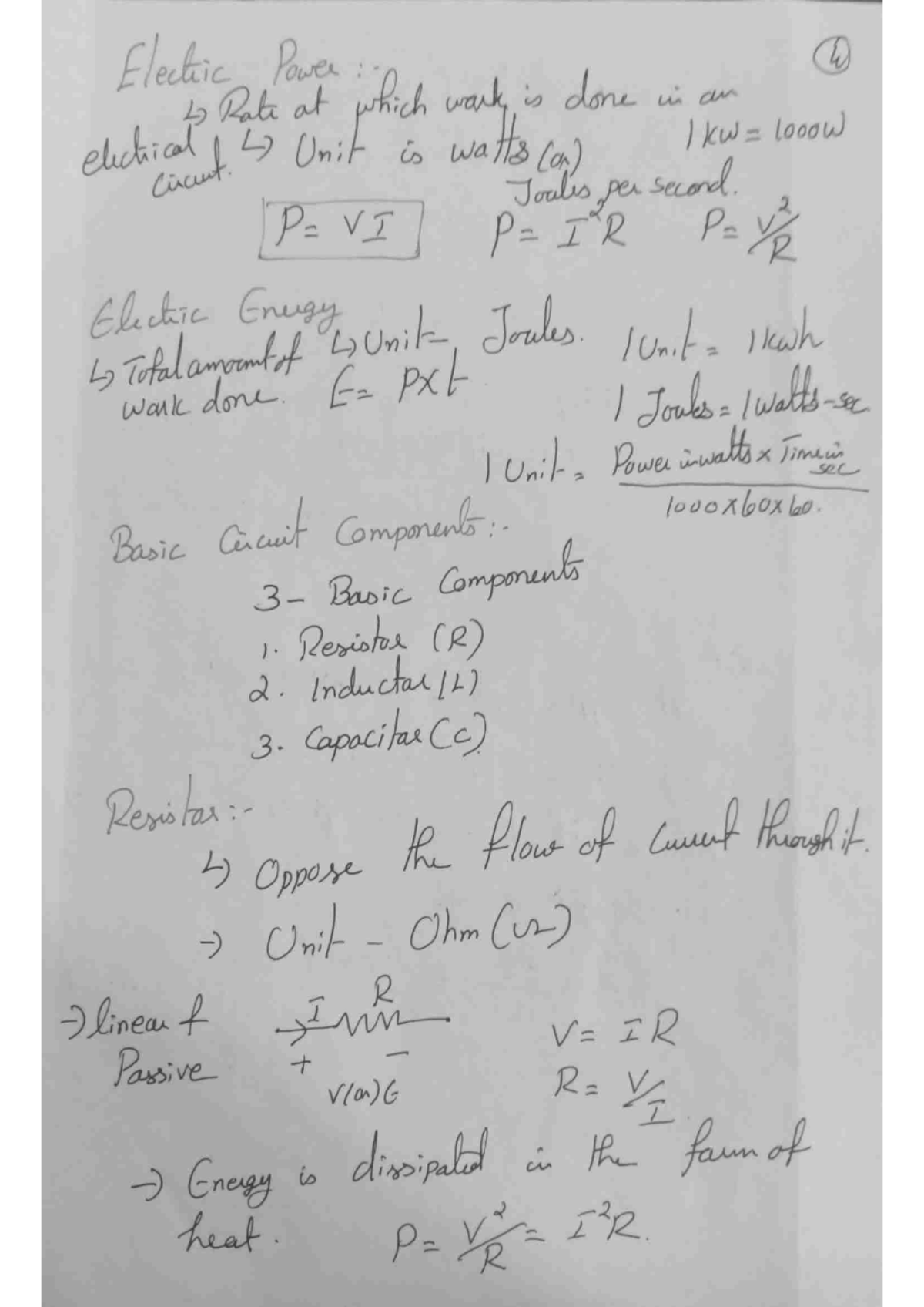 L2 Lecture Notes: Electric Power & Circuit Components - Studocu