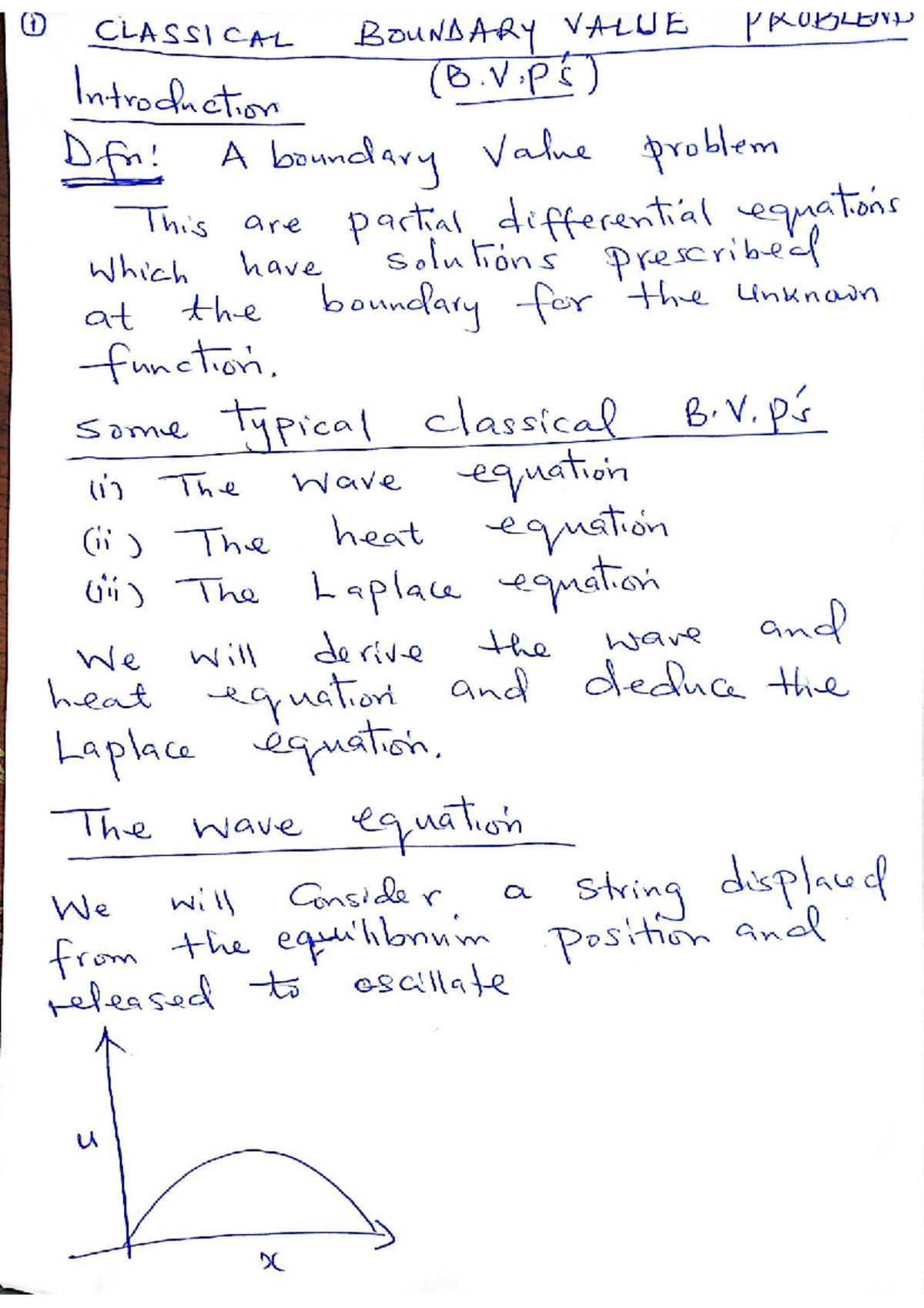 Classical Boundary Value Problems (B.V.Ps) - P.D.E. Class 2 Notes - Studocu