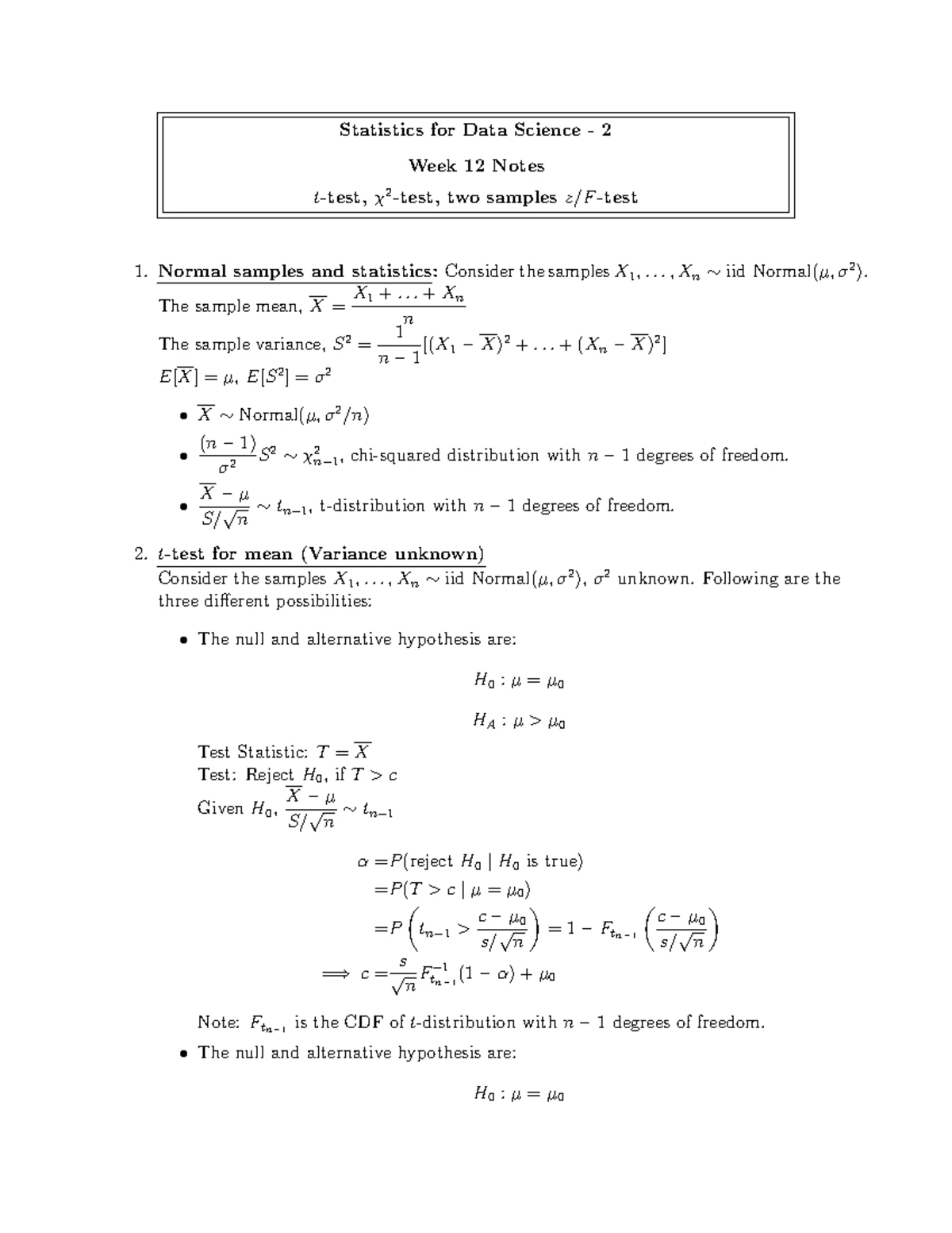 IITM BS Data Science - Statistics-2 Week 6 Notes on Continuous Random ...