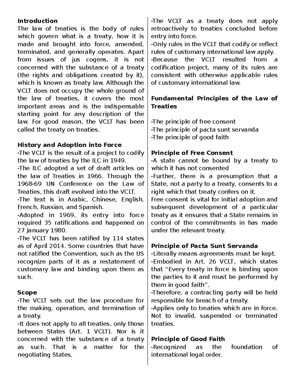 Public International Law Notes: Understanding the Law of Treaties - Studocu