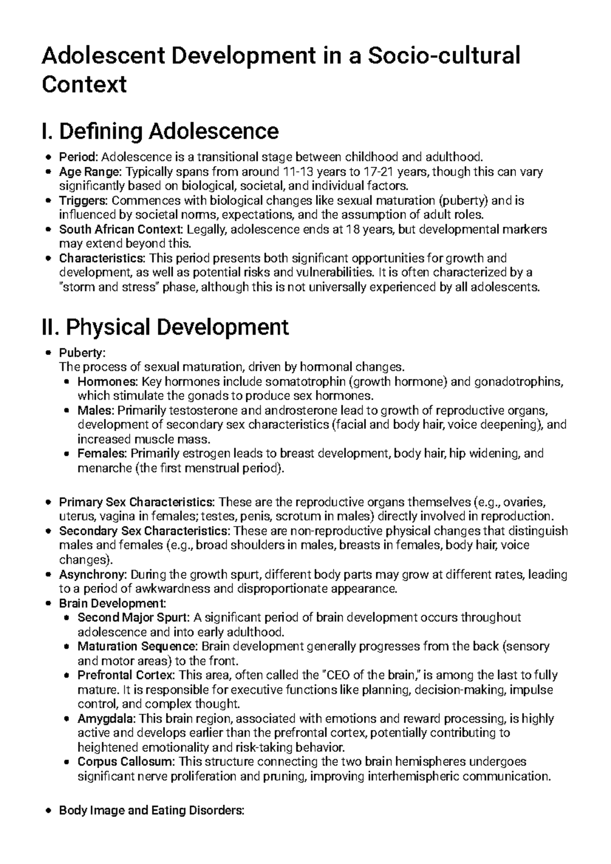 Adolescence Development Study Guide (Course Code: AD 101) - Studocu