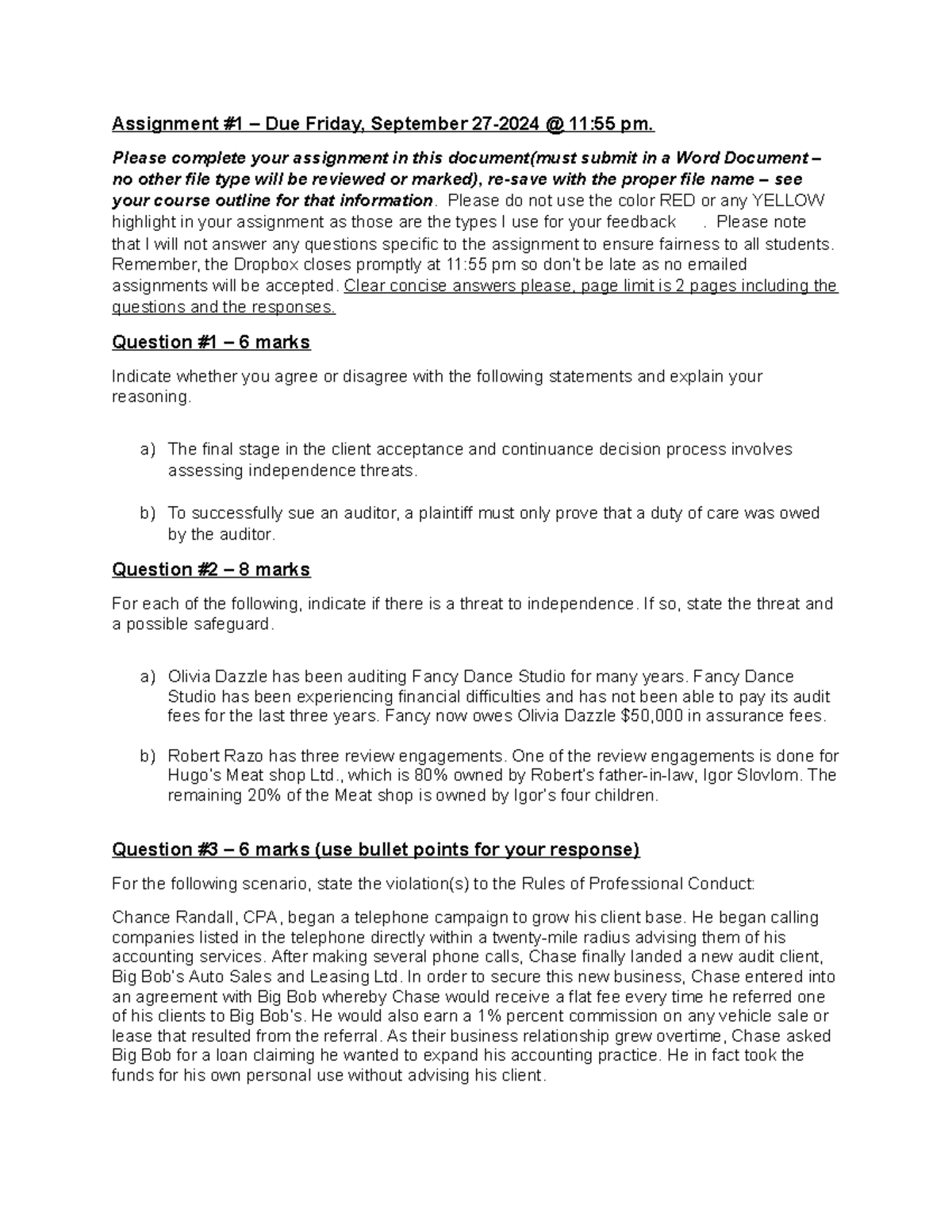 Chapter 2 Assignment - Review Questions and Due Date: Sept 27-2024 ...