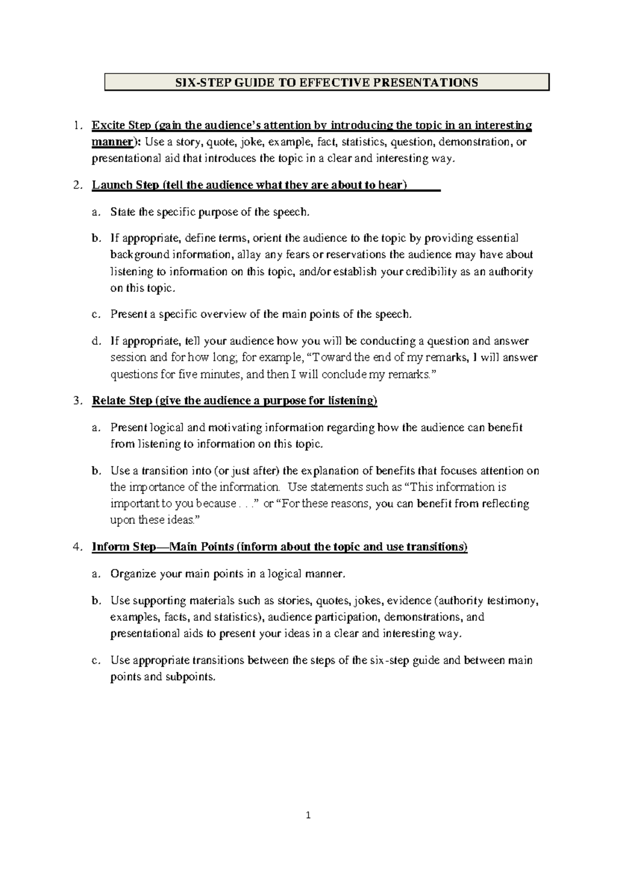 Effective Presentation Techniques: A Six-Step Guide - Studocu
