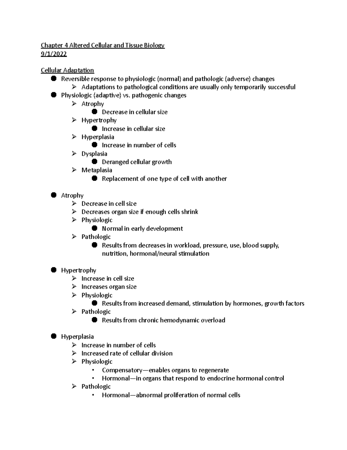 Chapter 4: Altered Cellular & Tissue Biology Insights - Studocu