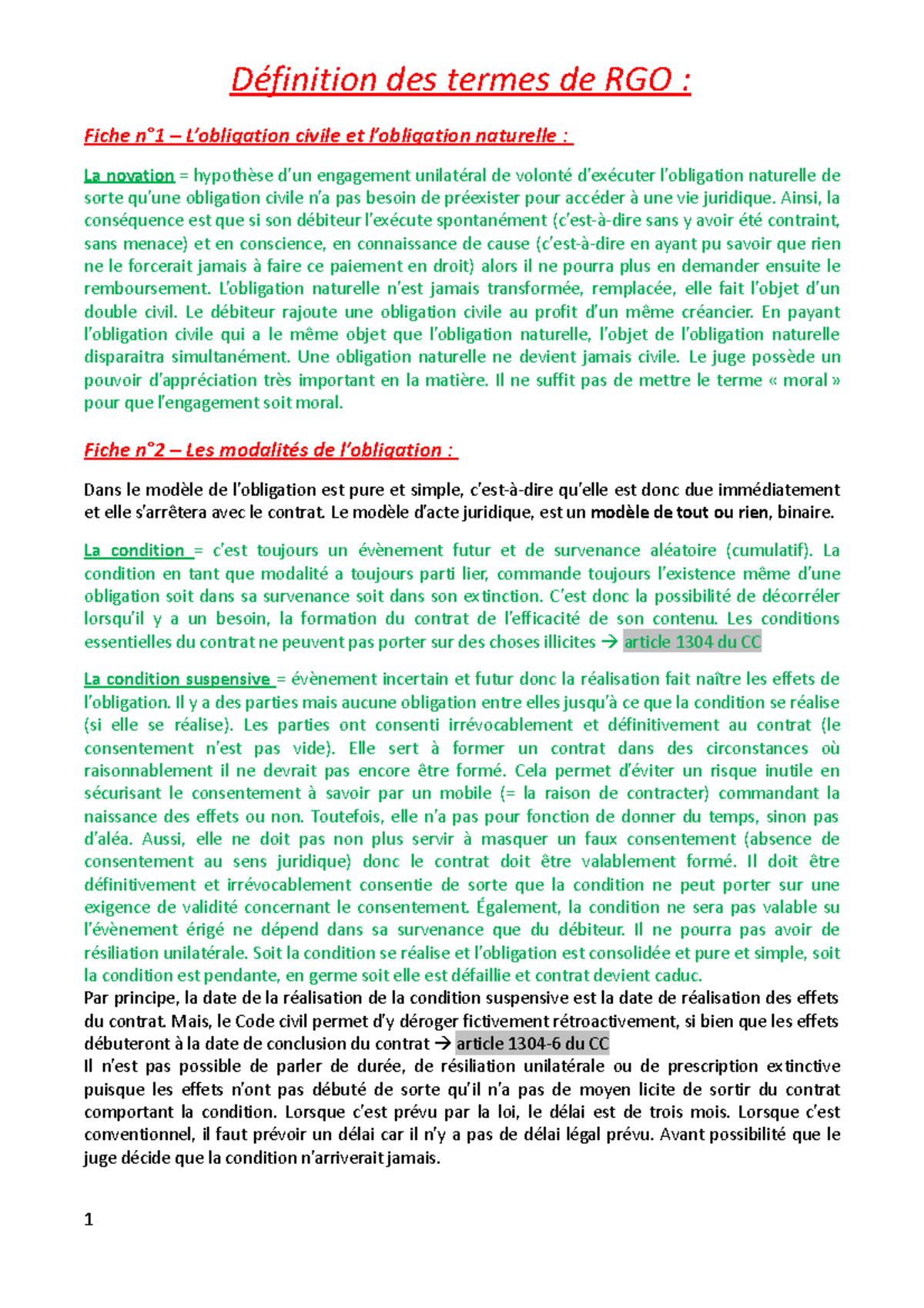 RGO 101 - Définitions et Notions Essentielles en Droit Civil - Studocu