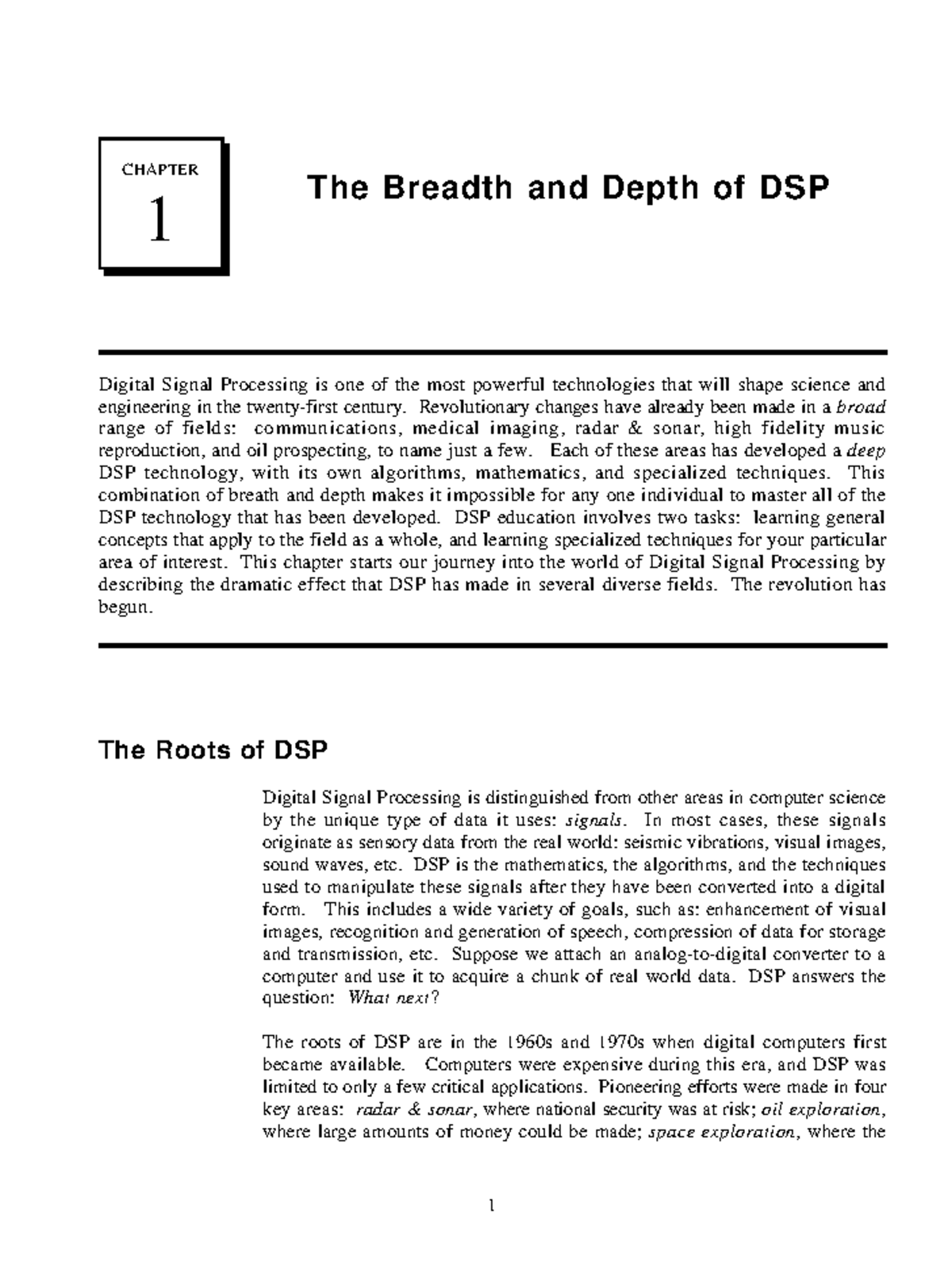 CH1 - Lecture notes 1 - 1 CHAPTER 1 The Breadth and Depth of DSP ...